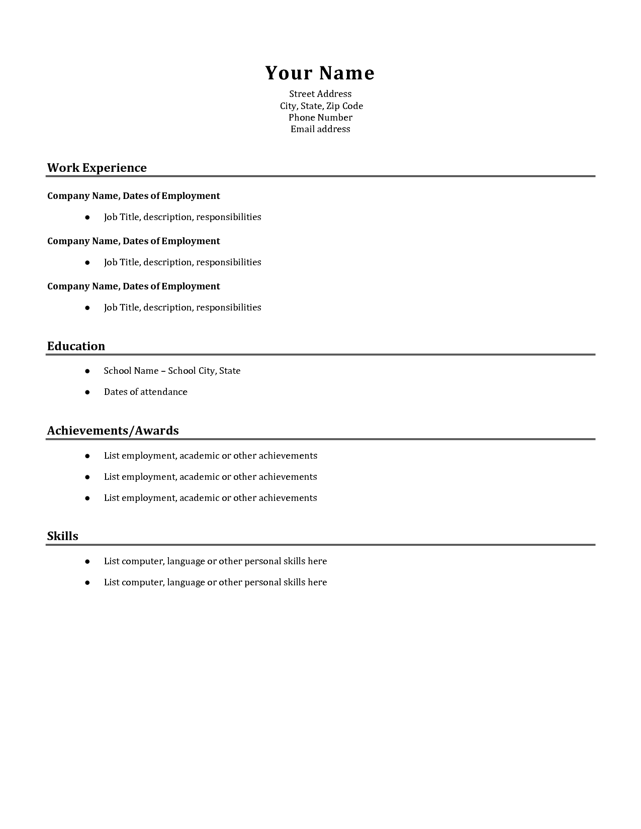 work resume outline on resume examples easy resume templates job resume examples basic resume simple resume examples
