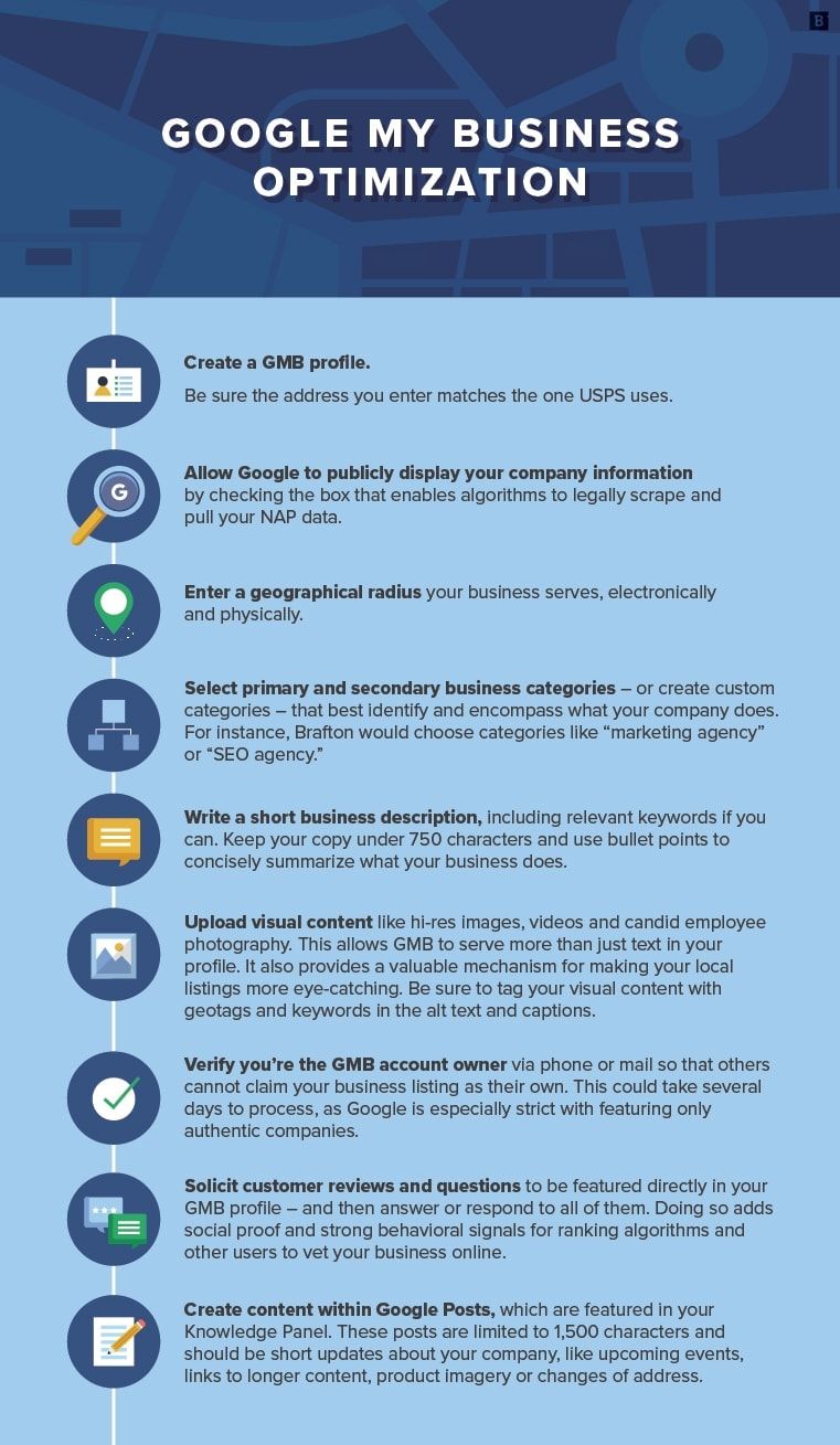 google seo tips 8 steps to optimise your google my business listing infographic google seo business checklist seo tips business owner listing on google seo tips 8 steps to optimise your google my business listing infographic google seo business checklist seo tips