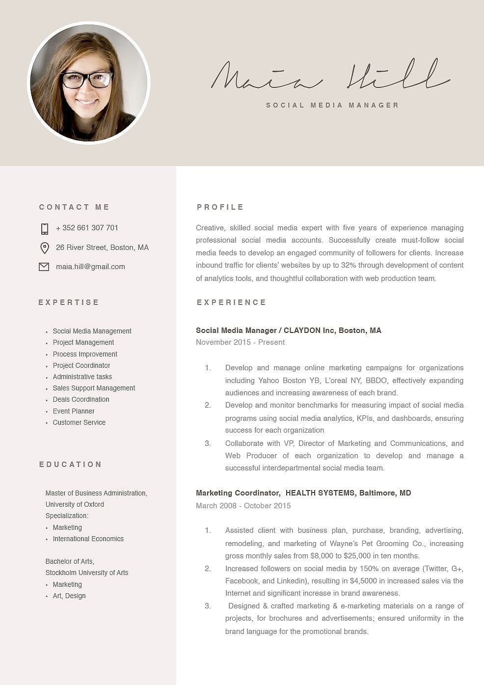 resume for social media marketing on modern resume template 120100 resumeway medis teknik menjahit teknik