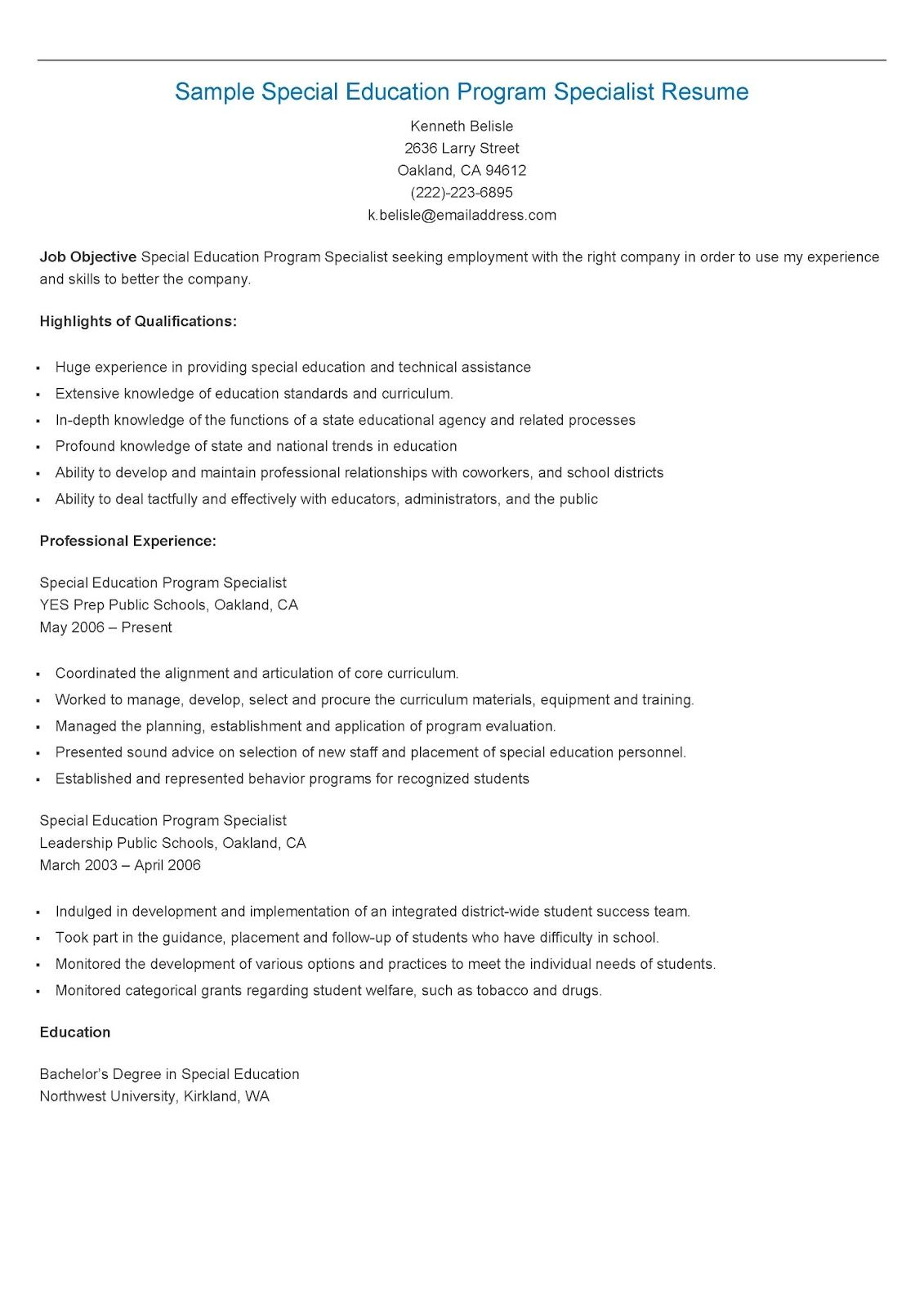 special education teacher resume objective on sample special education program specialist resume education resume teacher resume special education
