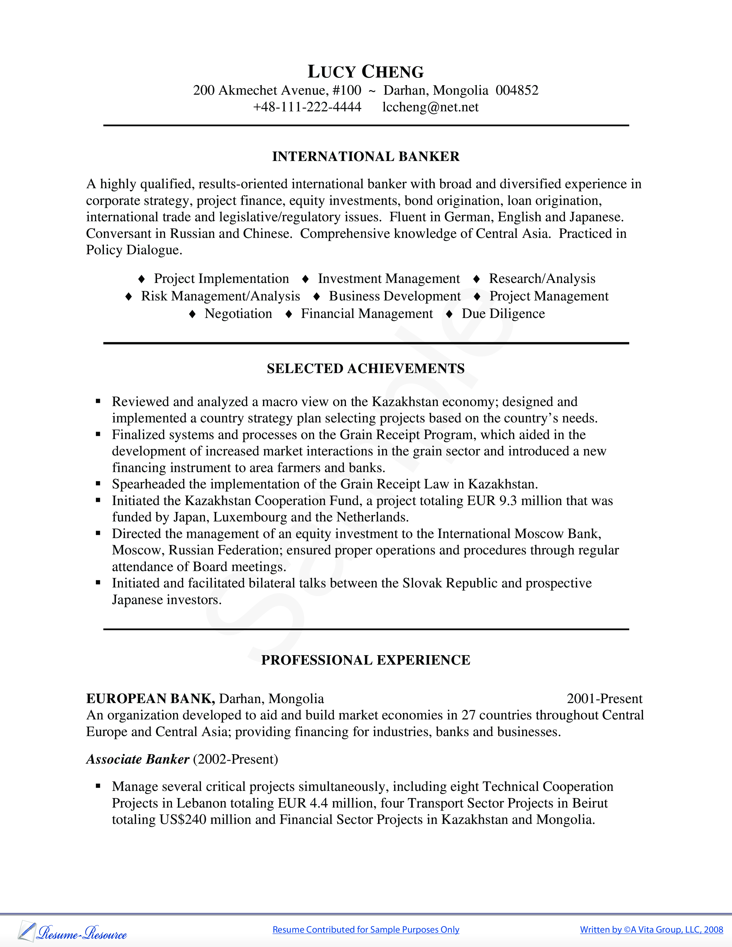 investment banker resume sample on banker resume sample how to draft a banker resume sample download this banker resume sample template now banking project finance curriculum vitae template