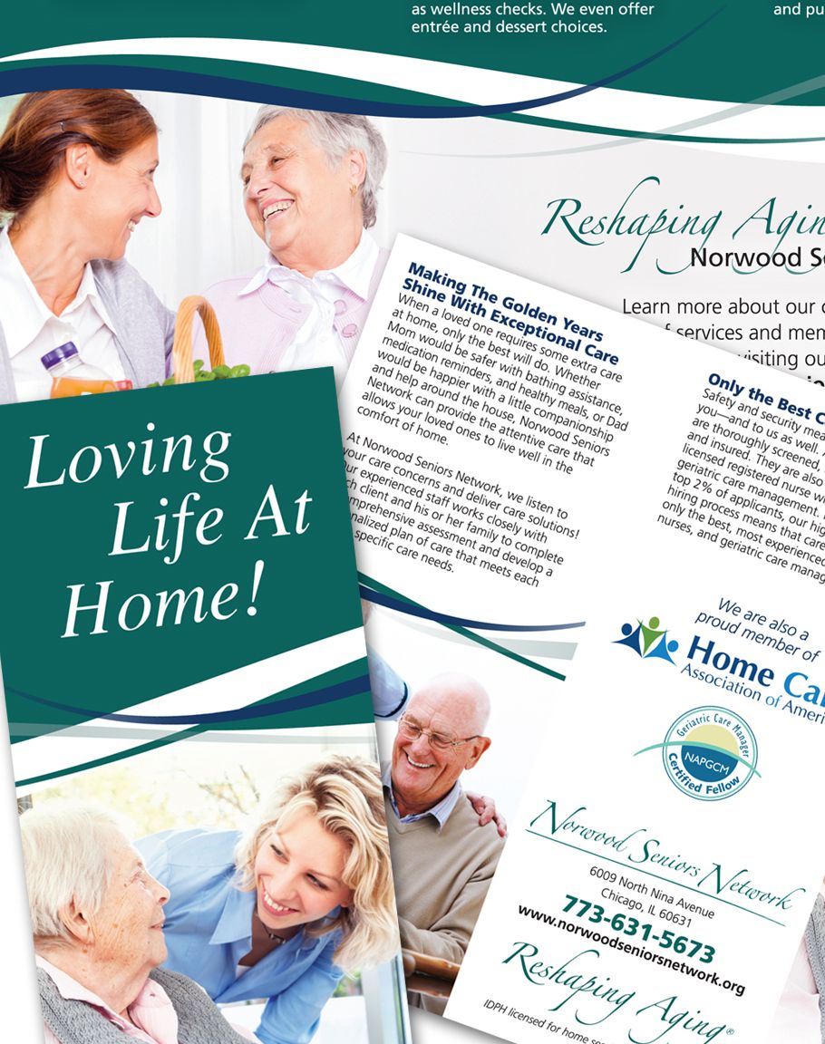 personal care assistant on targeted brochure design for norwood seniors network home health care brochure home health
