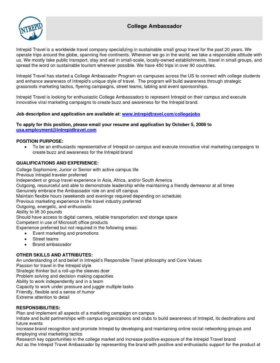 self employed job description on 11 brand ambassador objective resume riez sample resumes salesrepresentativejobdescription brand ambassador jobs sample resume resume objective examples