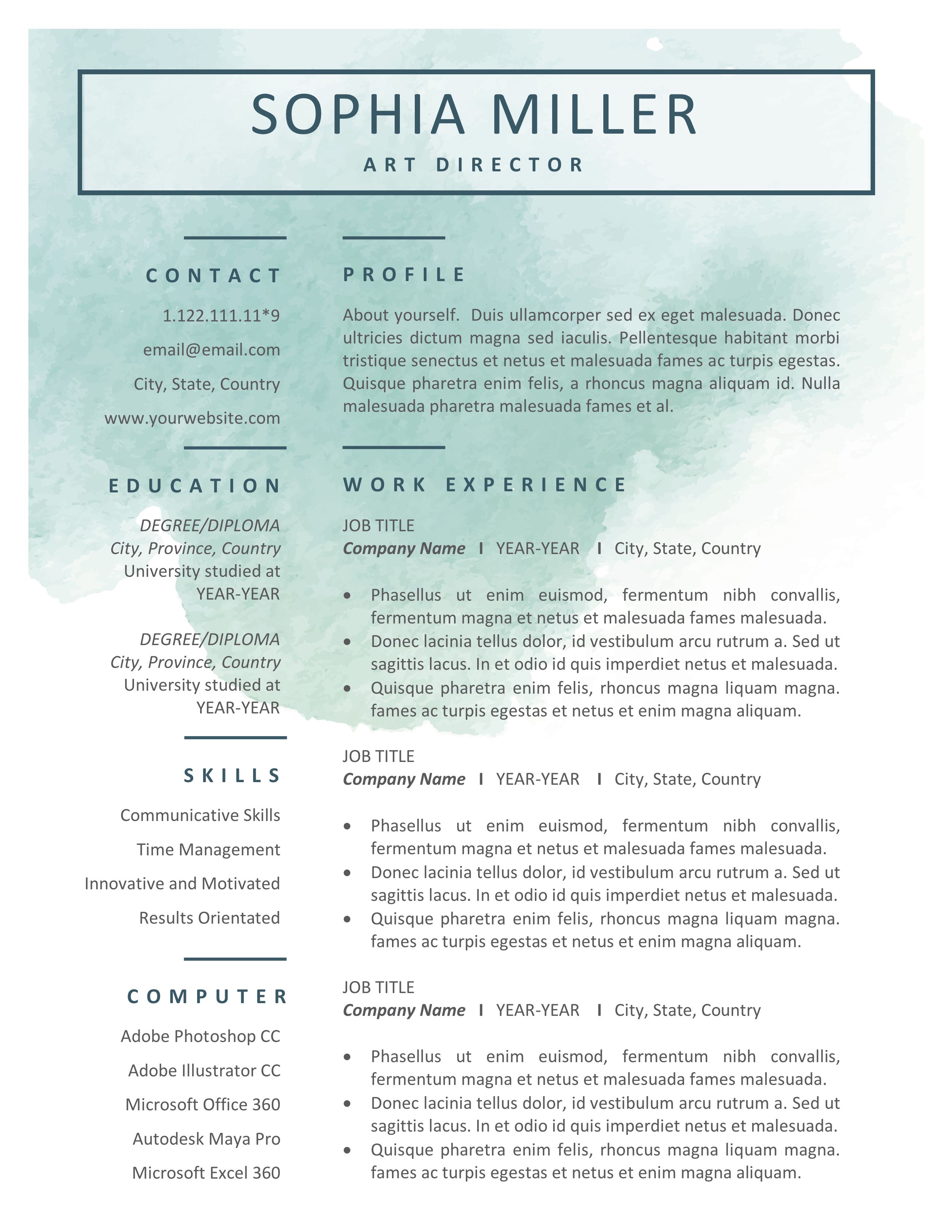 creative resume cv template for word pages resume templates design art teacher gallery watercolor painter or artist instant download creative resume resume design template creative cv creative artist resume template on creative resume cv template for word pages resume templates design art teacher gallery watercolor painter or artist instant download creative resume resume design template creative cv