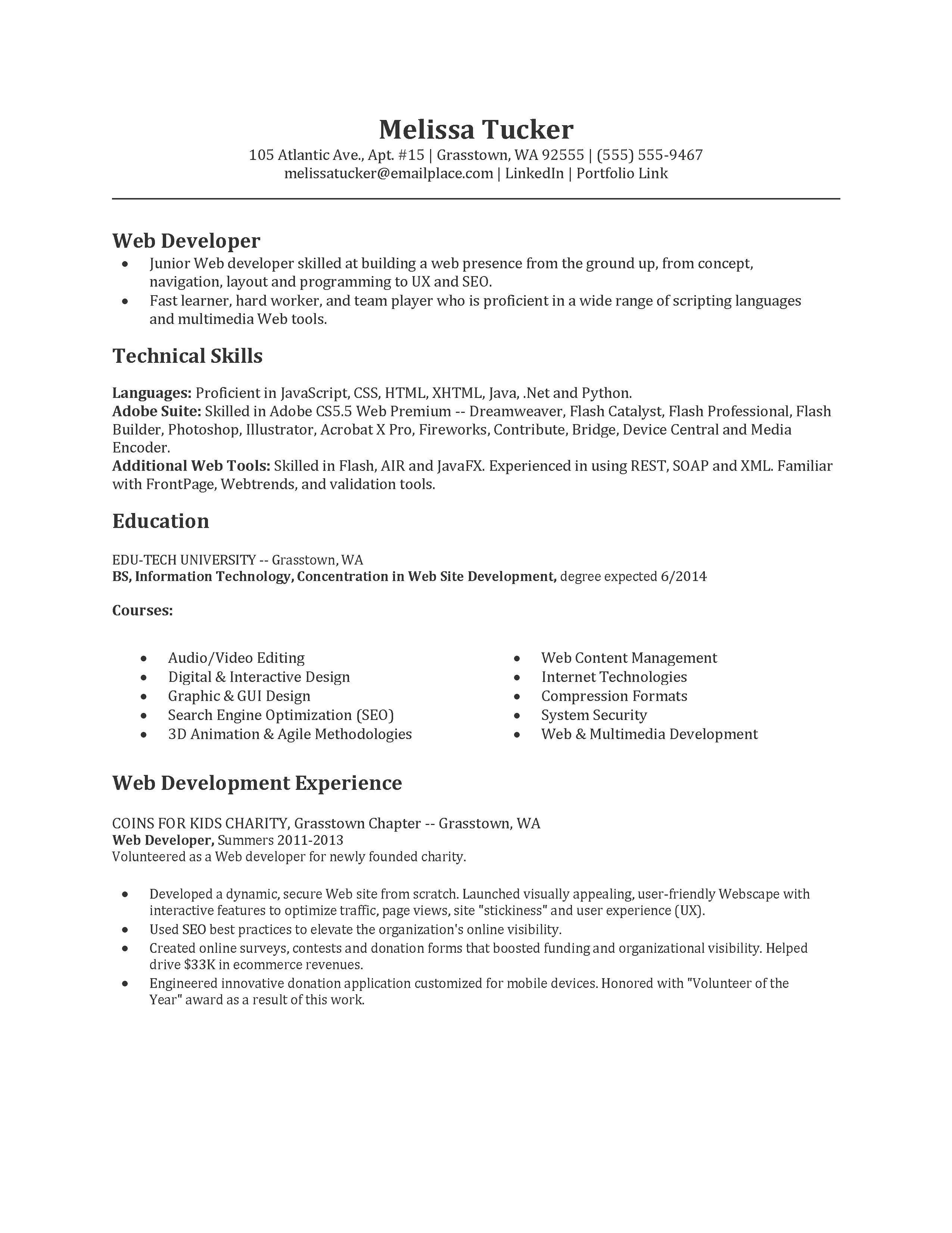 junior web developer resume on experience resume format for xml developer resume format resume cover letter examples resume examples resume template examples