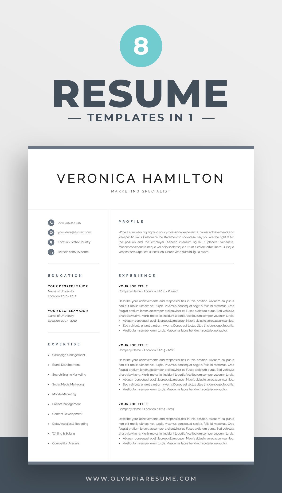 two page resume template on professional resume template 1 and 2 page resume modern cv etsy resume template professional one page resume template cv template