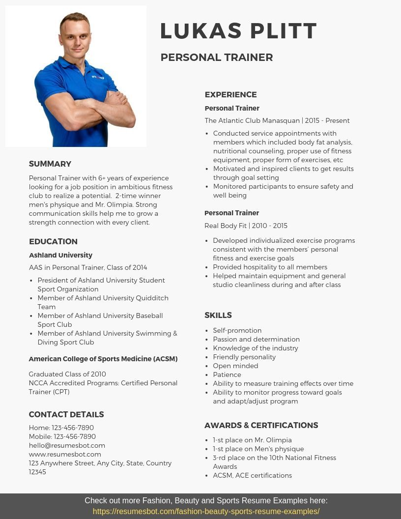 personal trainer resume points on personal trainer resume samples templates pdf word 2021 personal trainer resumes bot resume examples personal trainer free personal trainer