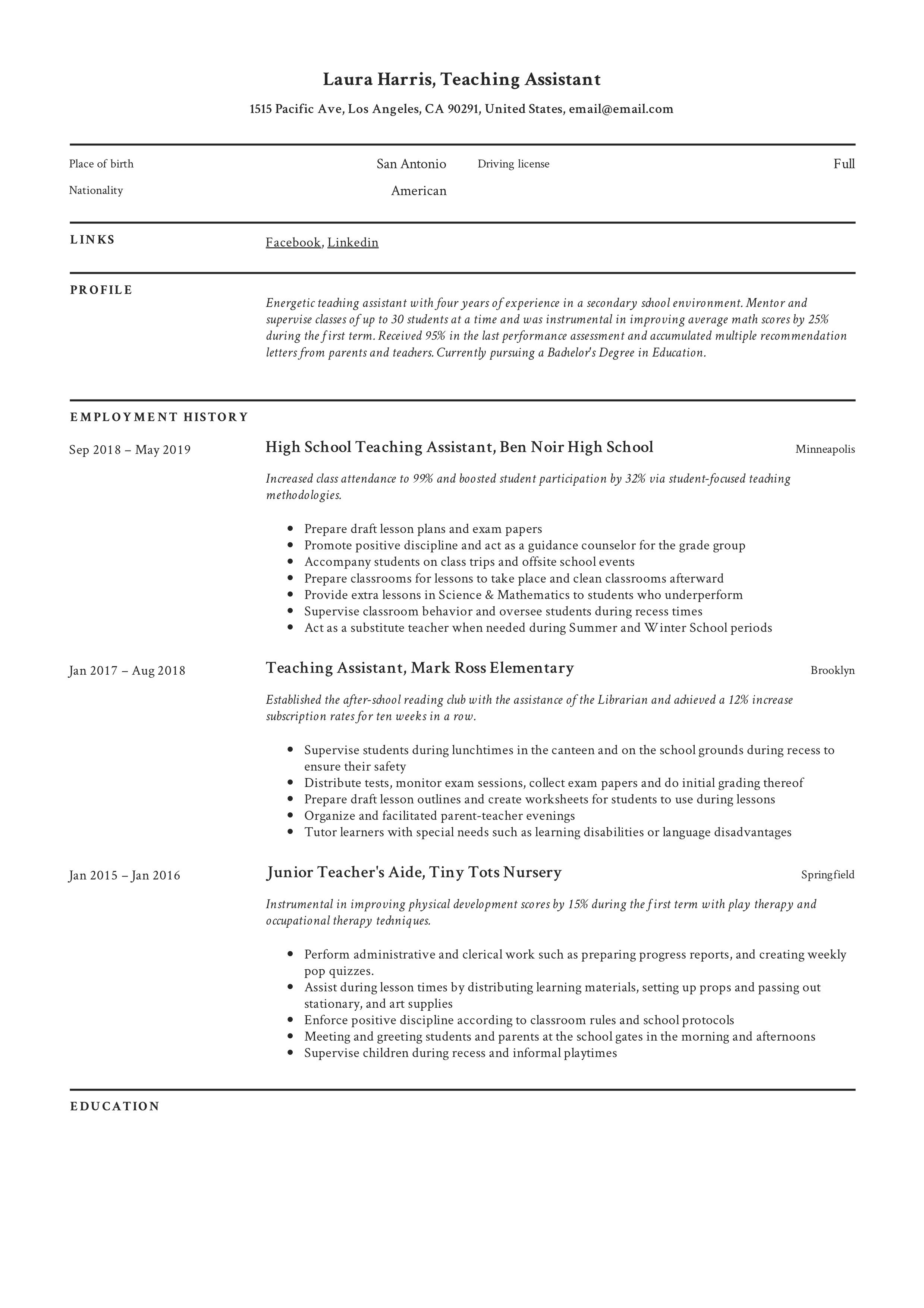 teaching assistant resume template resume examples resume guide teacher resume examples teacher aide job description on teaching assistant resume template resume examples resume guide teacher resume examples