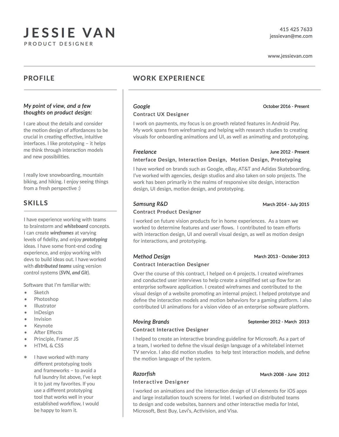 resume by jessie van work experience motion design resume ux researcher resume on resume by jessie van work experience motion design resume