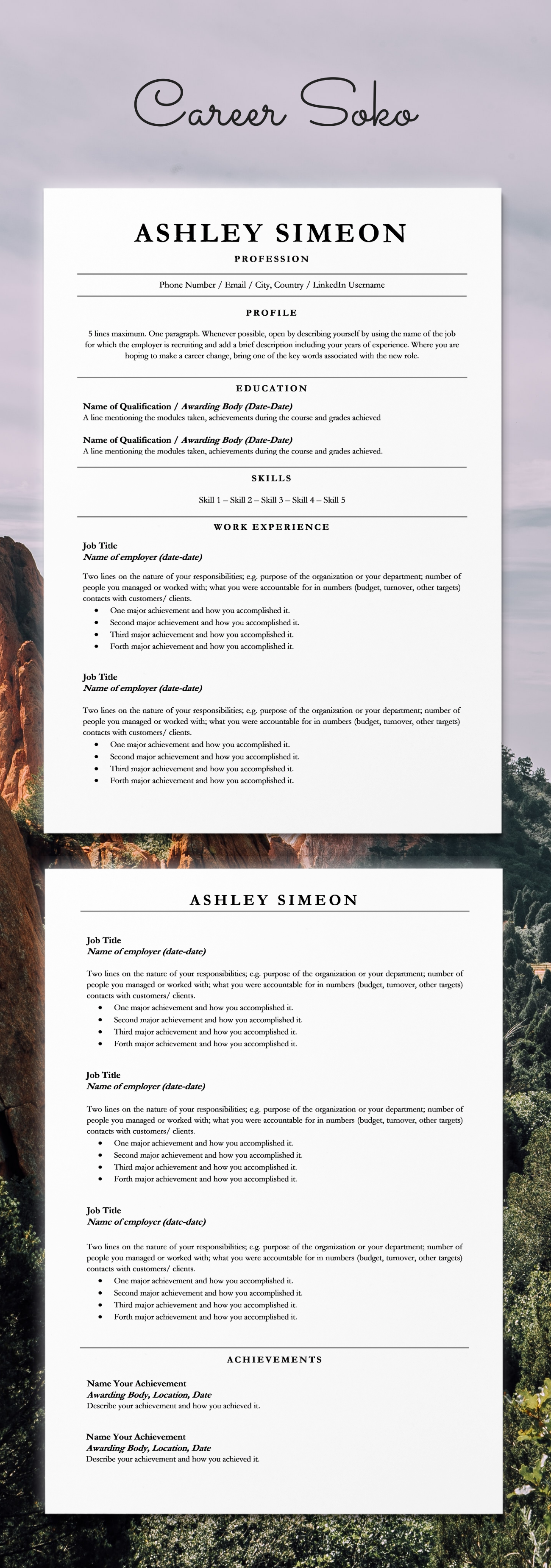 resume key qualification words on resume template word cv template curriculum vitae2 page etsy resume template word resume template resume design template