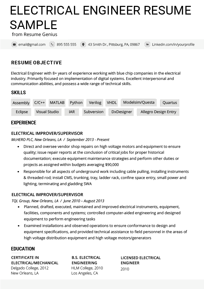electrical engineer resume format on electrical engineer resume example template electrical engineer resume example template engineering resume engineering resume templates good resume examples