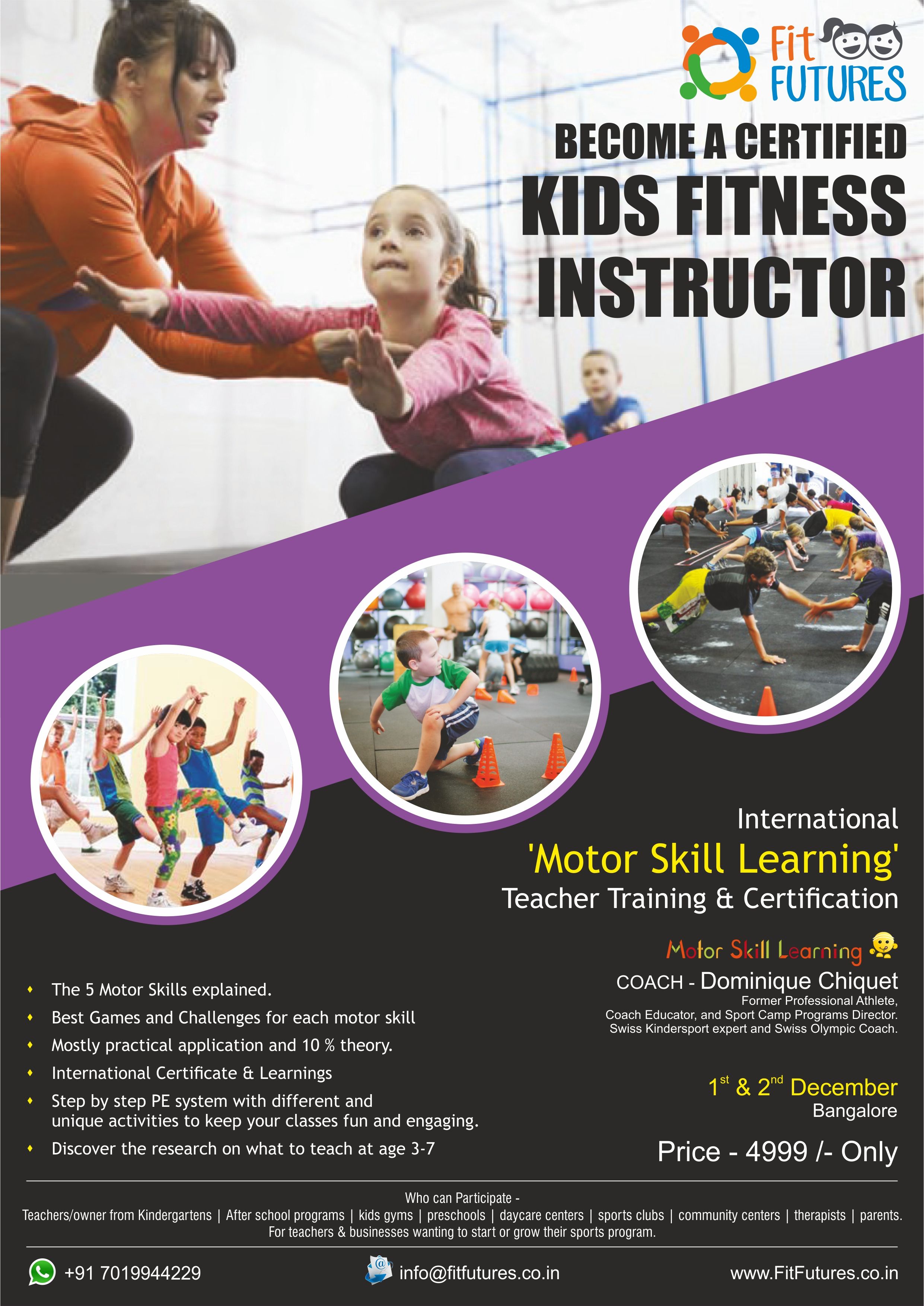 level 3 personal trainer on want to become a certified kids fitness instructor by olympic coach fit futures is organizing an internati learning coach teacher training exercise for kids