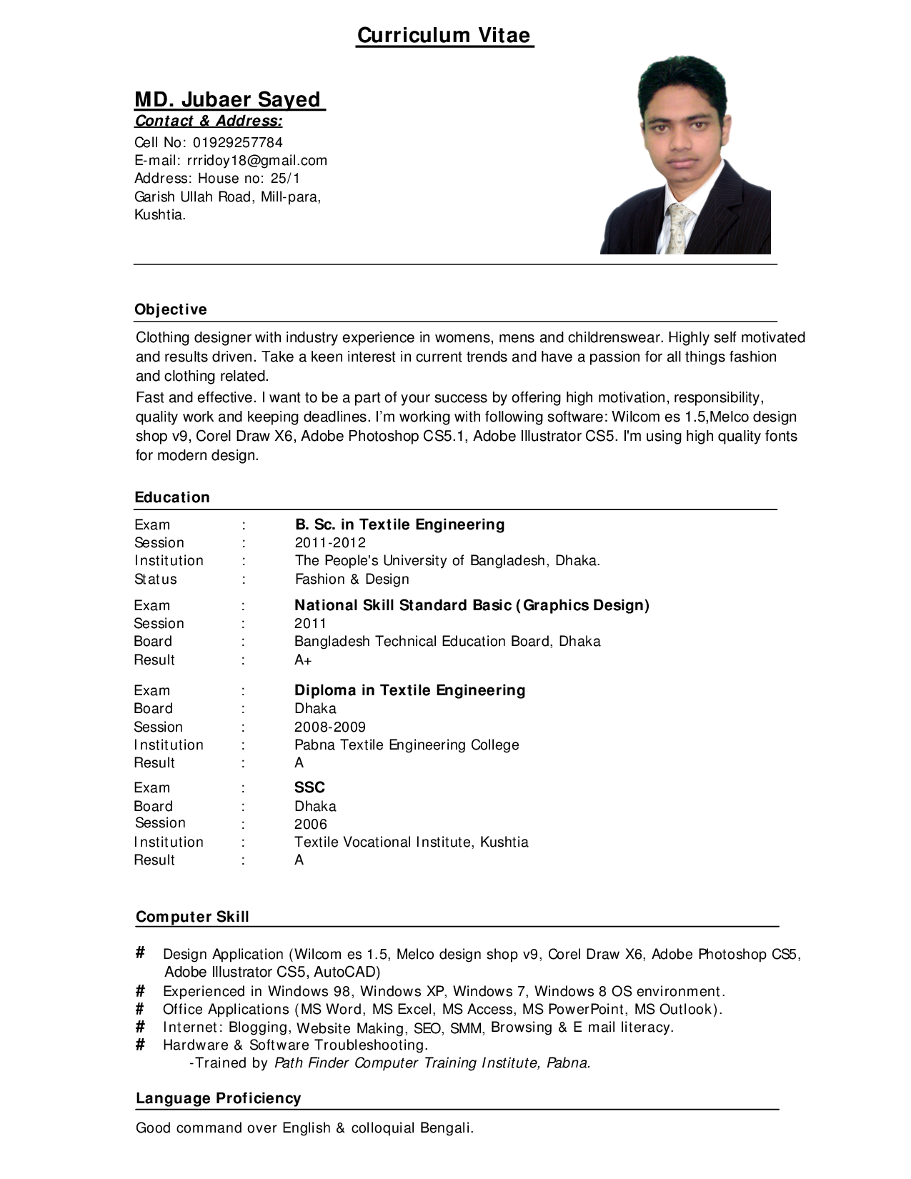 resume sample pdf on few tips on writing a perfect curriculum vitae standard cv format cv format for job cv format