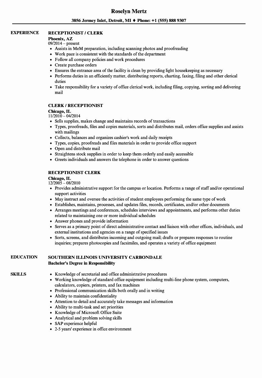 front desk agent resume example on front desk clerk resume lovely receptionist clerk resume samples resume good resume examples project manager resume