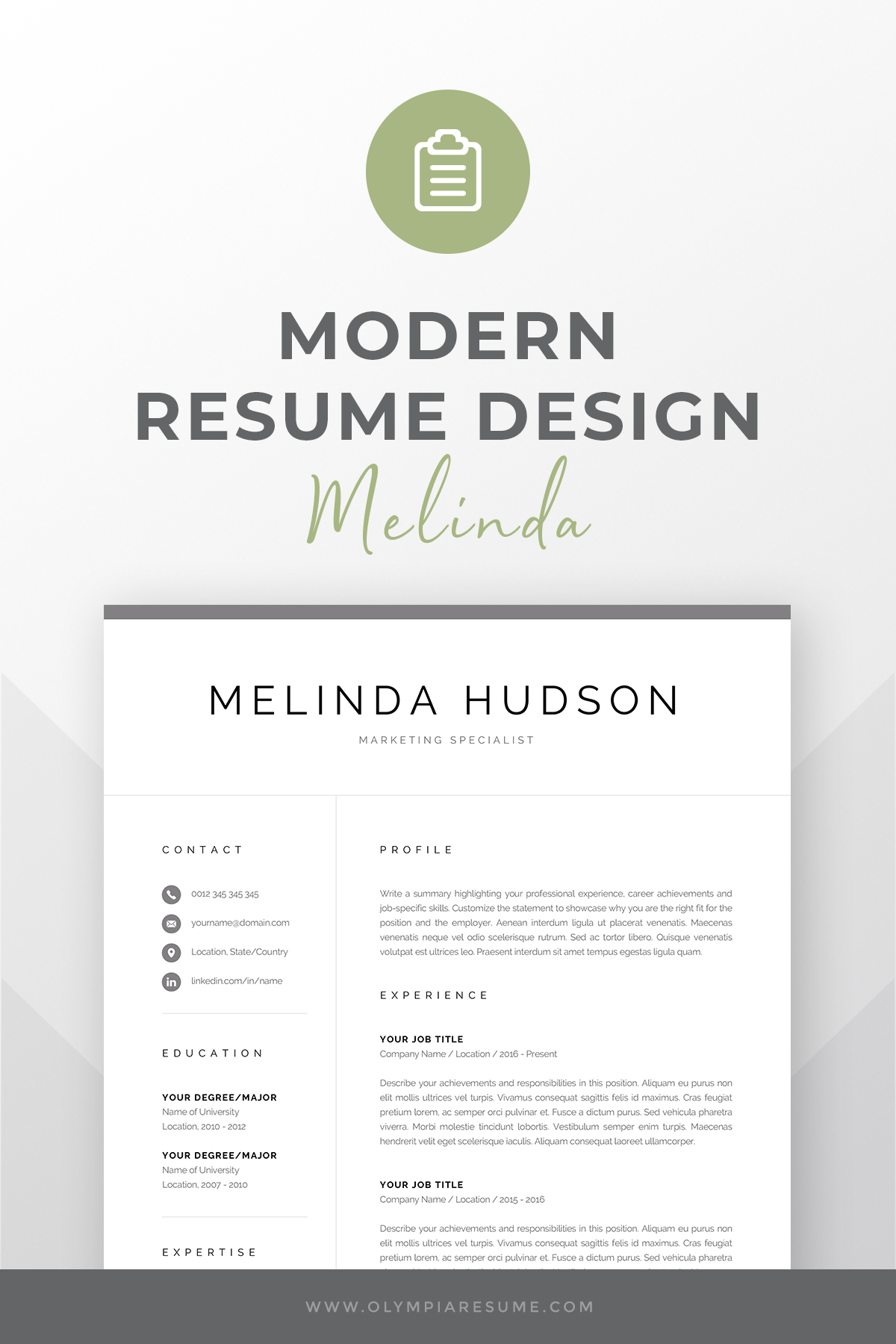 two page resume template on modern resume template for word mac pages professional 1 2 page cv creative marketing cv clean design instant download melinda resume template modern resume template resume template professional
