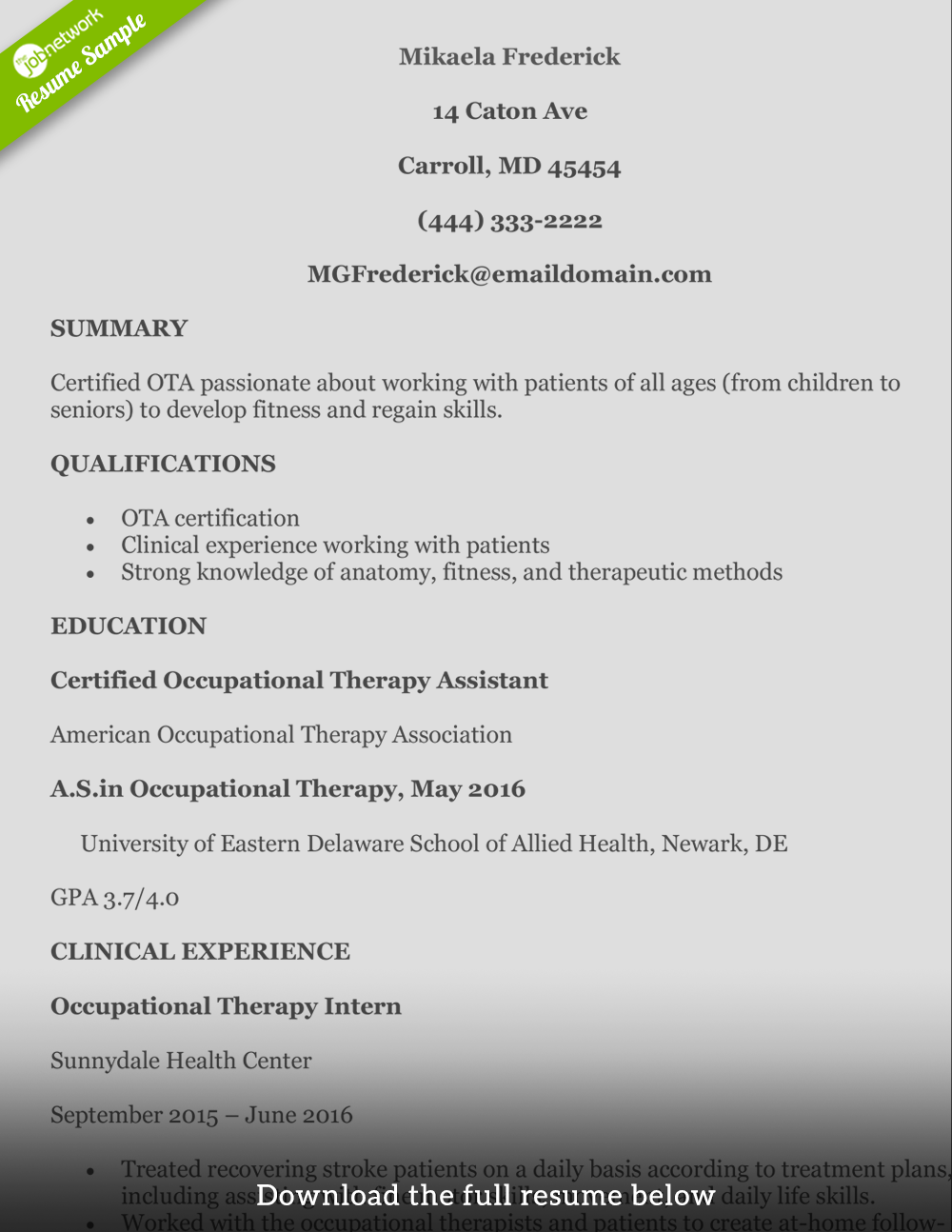 pediatric occupational therapist resume on how to write an ot resume let s look at the occupational therapist resume for different l occupational therapist occupational therapy assistant student resume