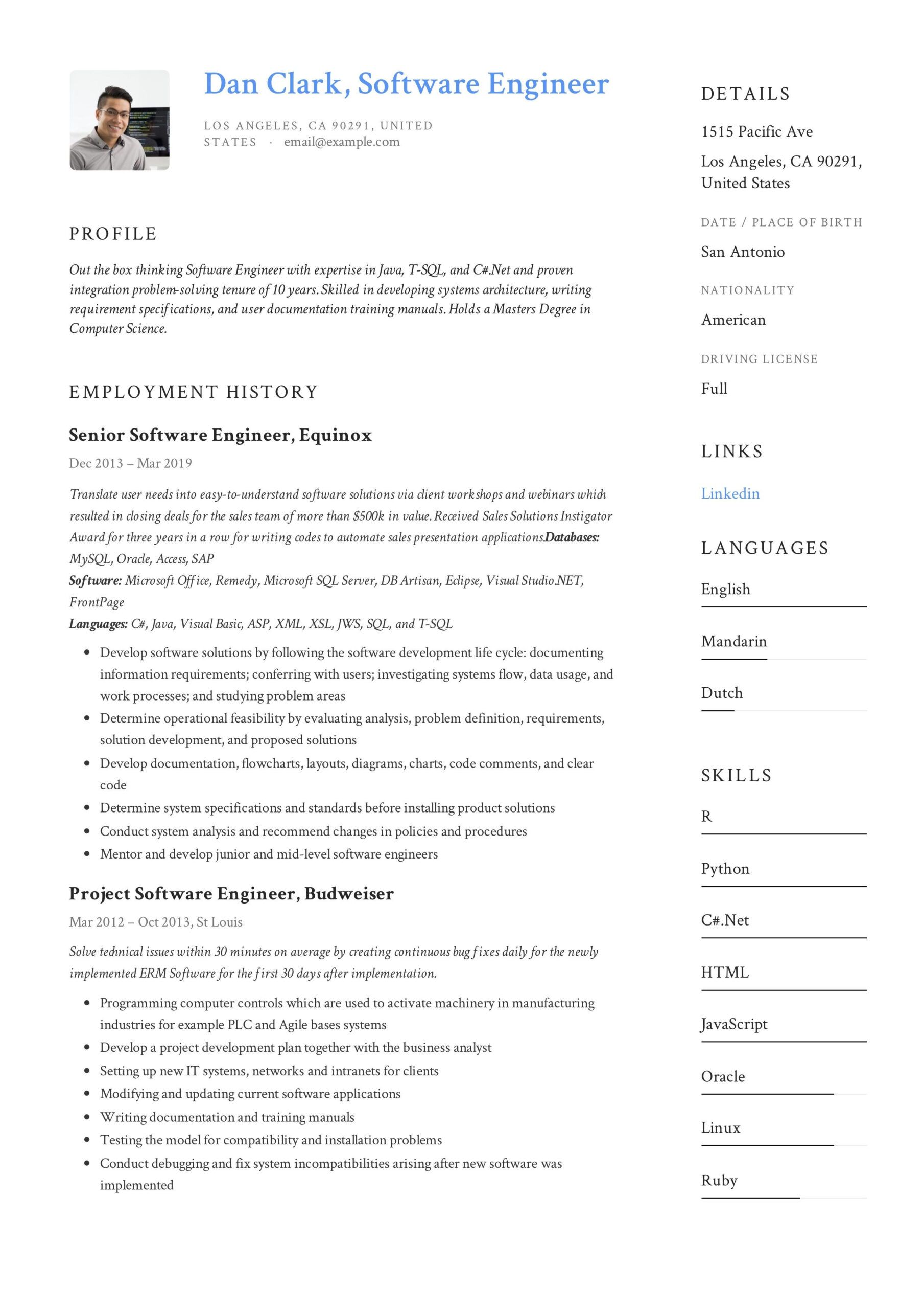 software engineer resume examples 2021 on example of skills in resume in sentence in 2021 software engineer resume examples resume template