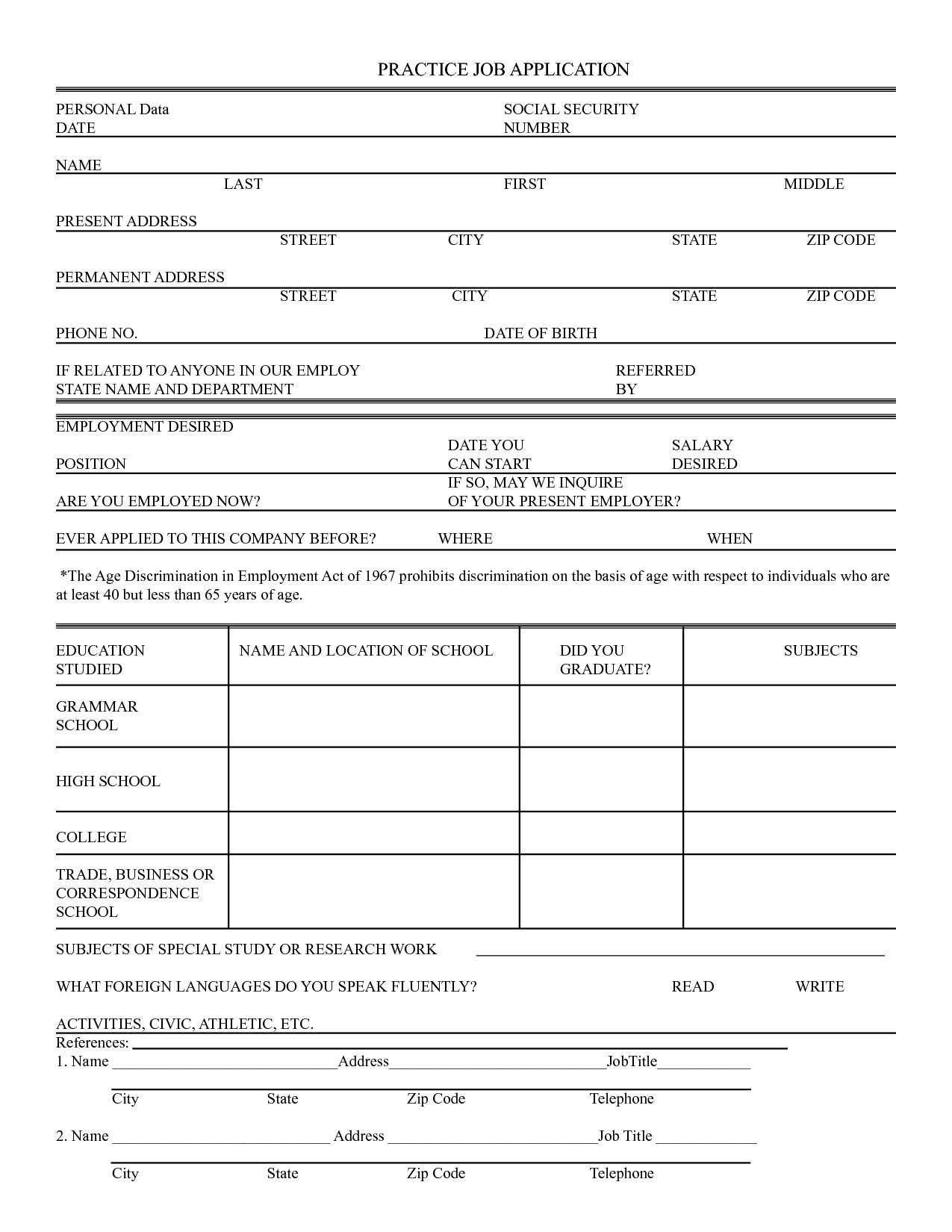 work application template on practice job application form job application form job application printable job applications