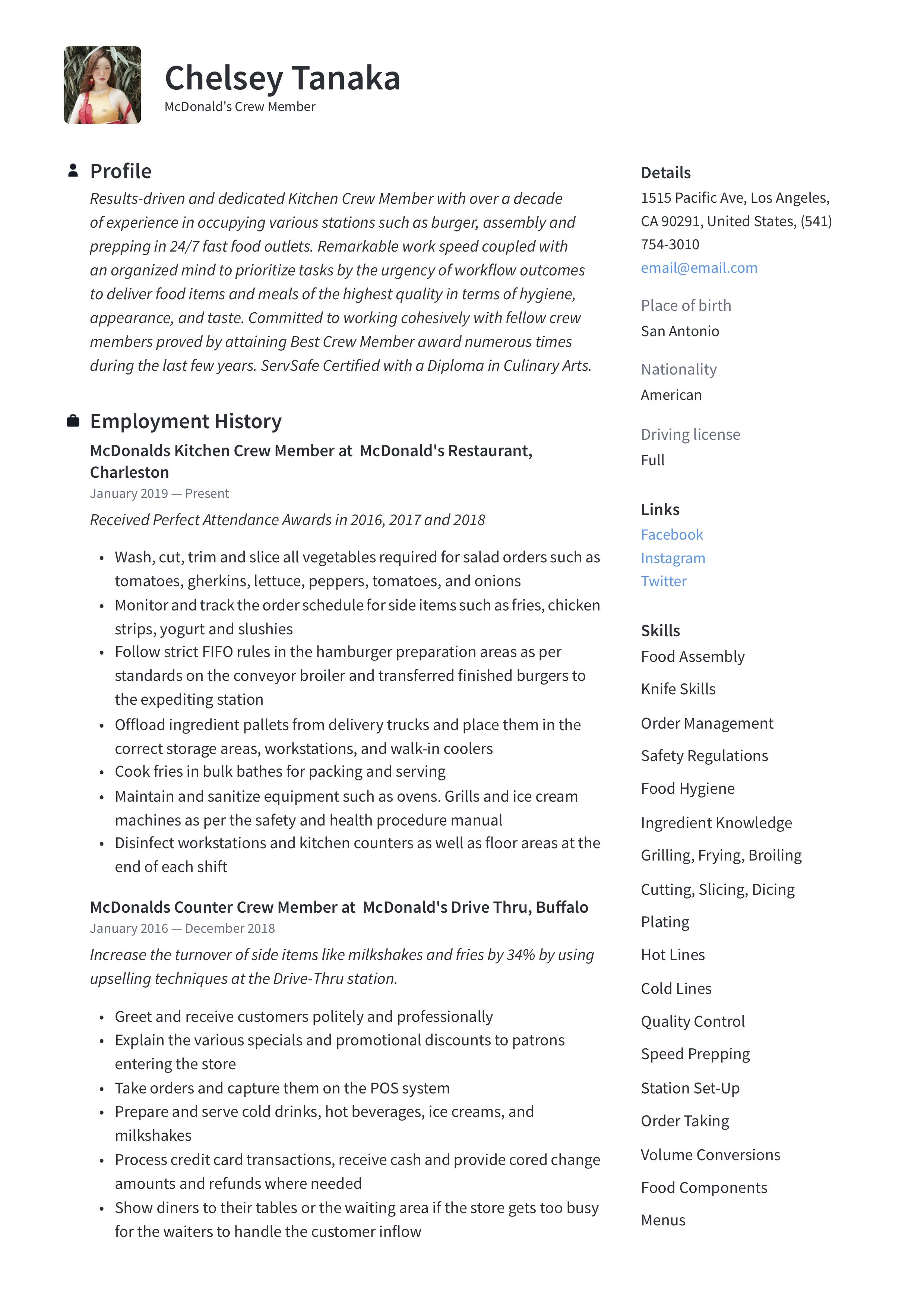 self employed job description on mcdonalds crew member resume template guided writing crew members resume writing