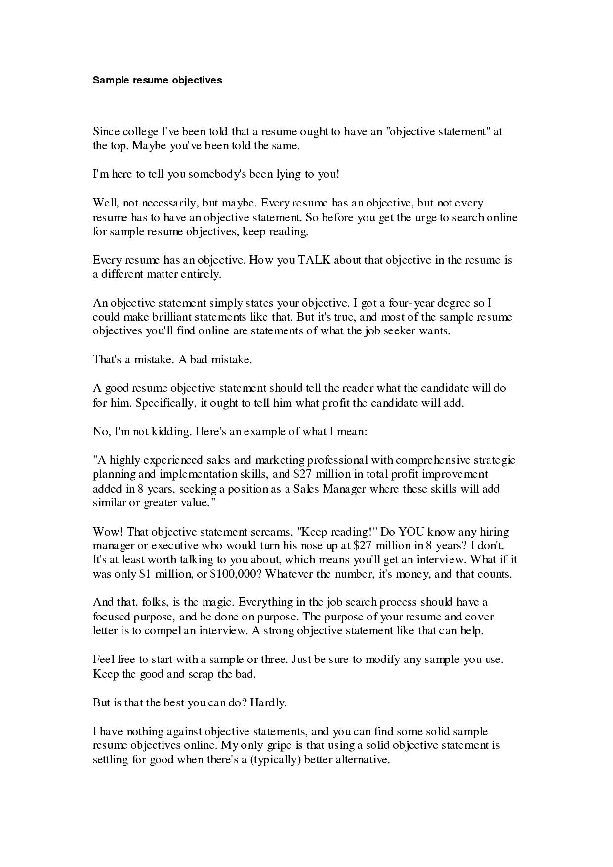 strong objective statements on good resume objective statement example how write