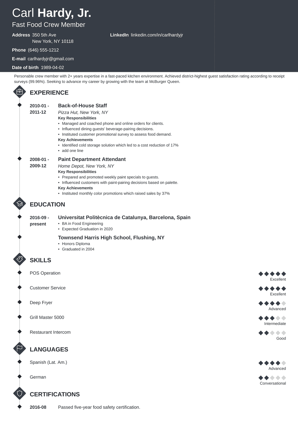 fast food resume template diamond resume examples photographer resume job resume examples food and beverage resume on fast food resume template diamond resume examples photographer resume job resume examples