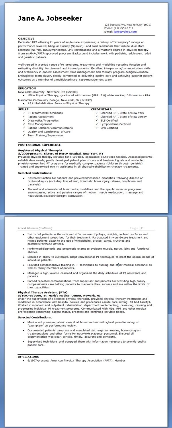 pediatric occupational therapist resume on physical therapist resume example resume downloads resume examples medical resume teacher resume