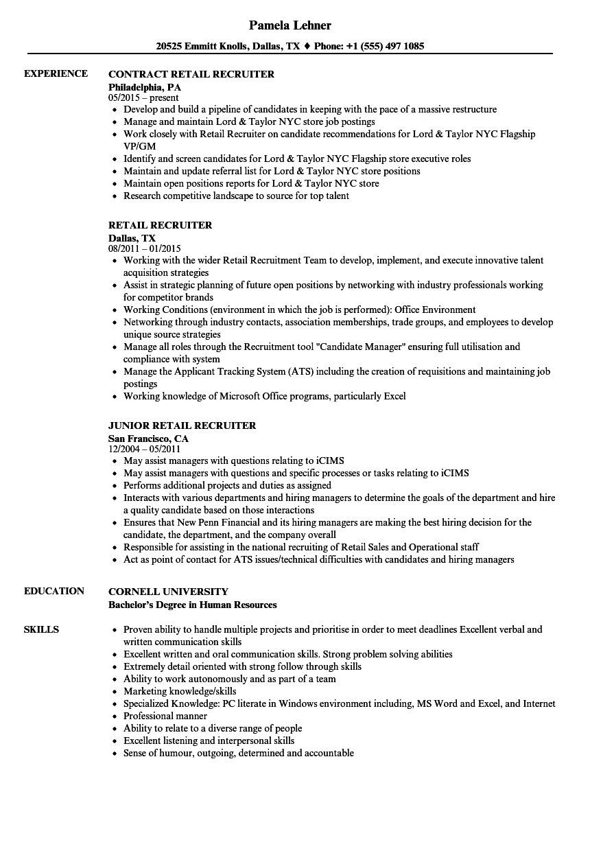 human resources recruiter resume sample on staffing recruiter resume examples in 2021 interior design resume resume examples resume design