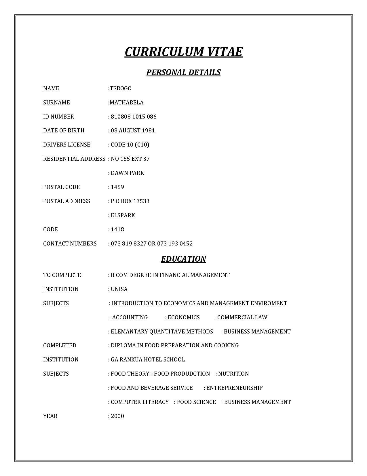 2 page resume format example on 2 page cv template south africa resume format cv template cv template student curriculum vitae layout