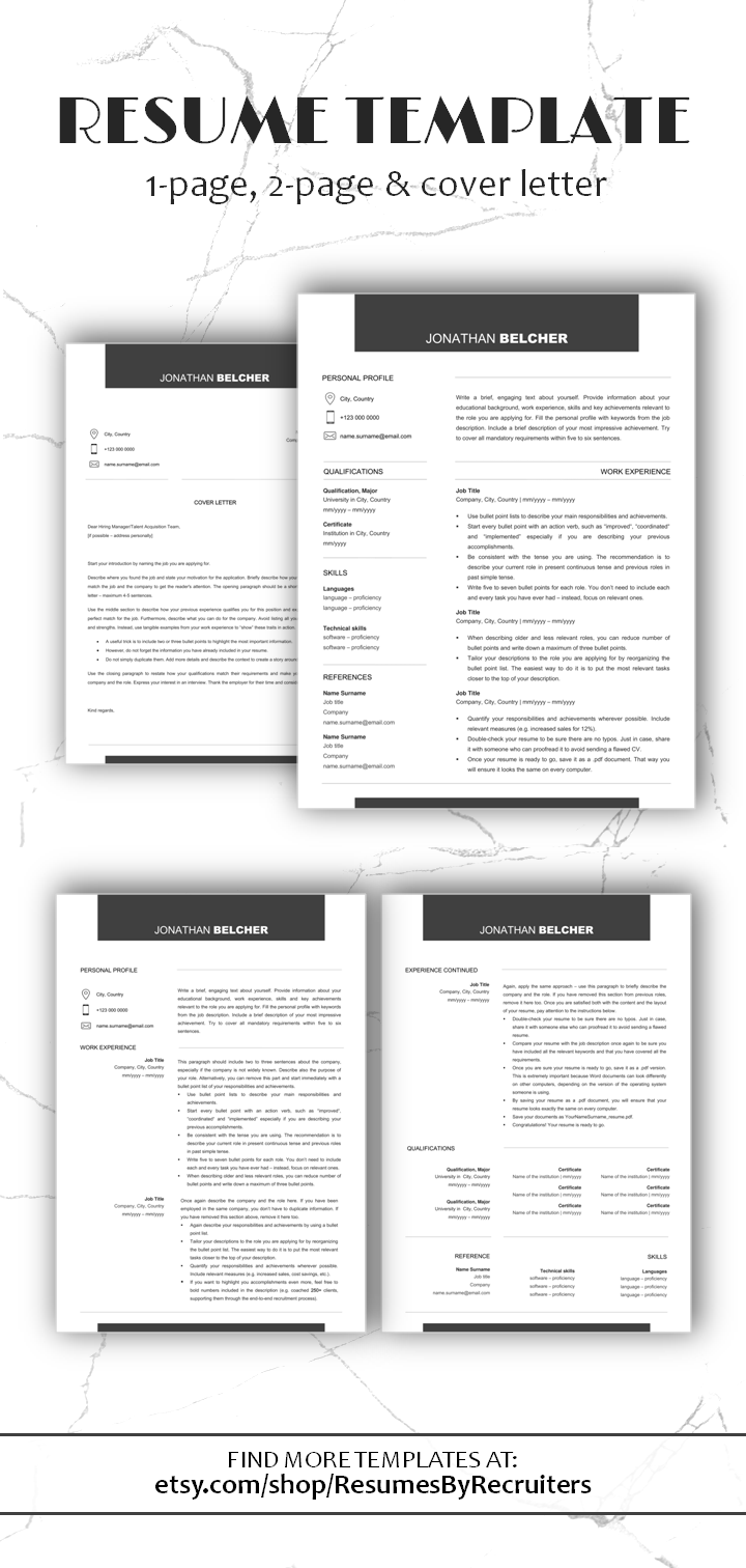 minimalist cv resume template instant download one and two etsy cover letter template resume template cv resume template 2 page resume samples on minimalist cv resume template instant download one and two etsy cover letter template resume template cv resume template