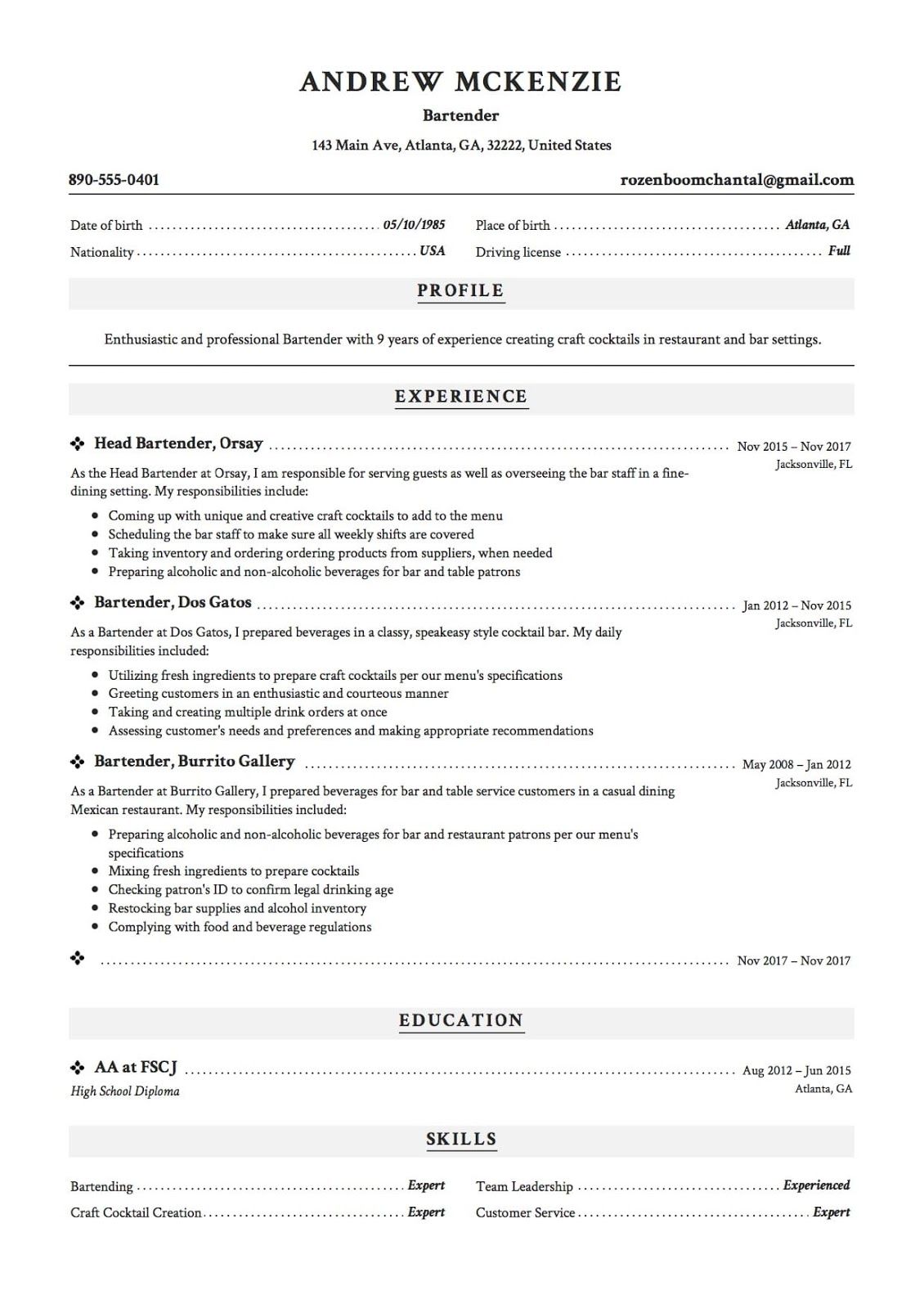 bartender resume sample no experience on bartender resume templates free resume examples bartender resume templates free bartender resume templa resume examples job resume samples best resume template