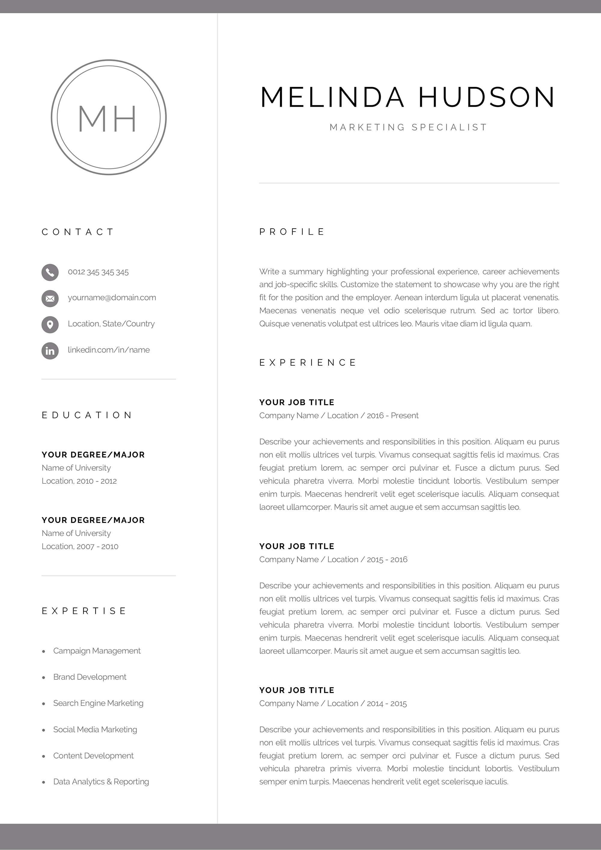 creative marketing resume example on modern resume template cv design with initials creative resume for word mac pages professional resume instant download cover letter cv words resume template professional resume template