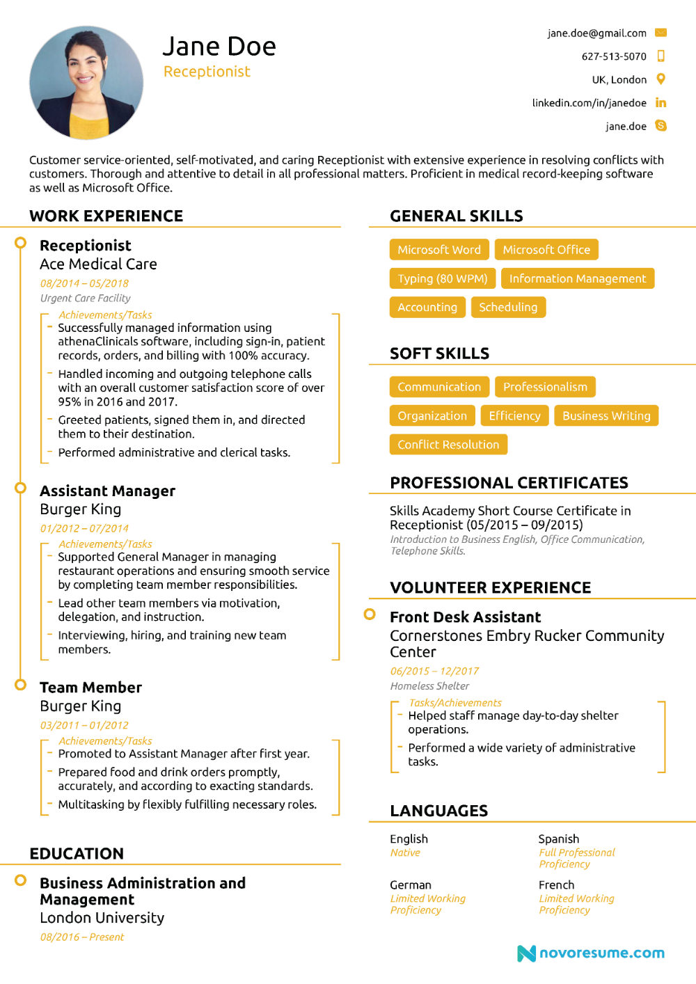 receptionist resume template on receptionist resume sample job description skills tips receptionist jobs job description template job description