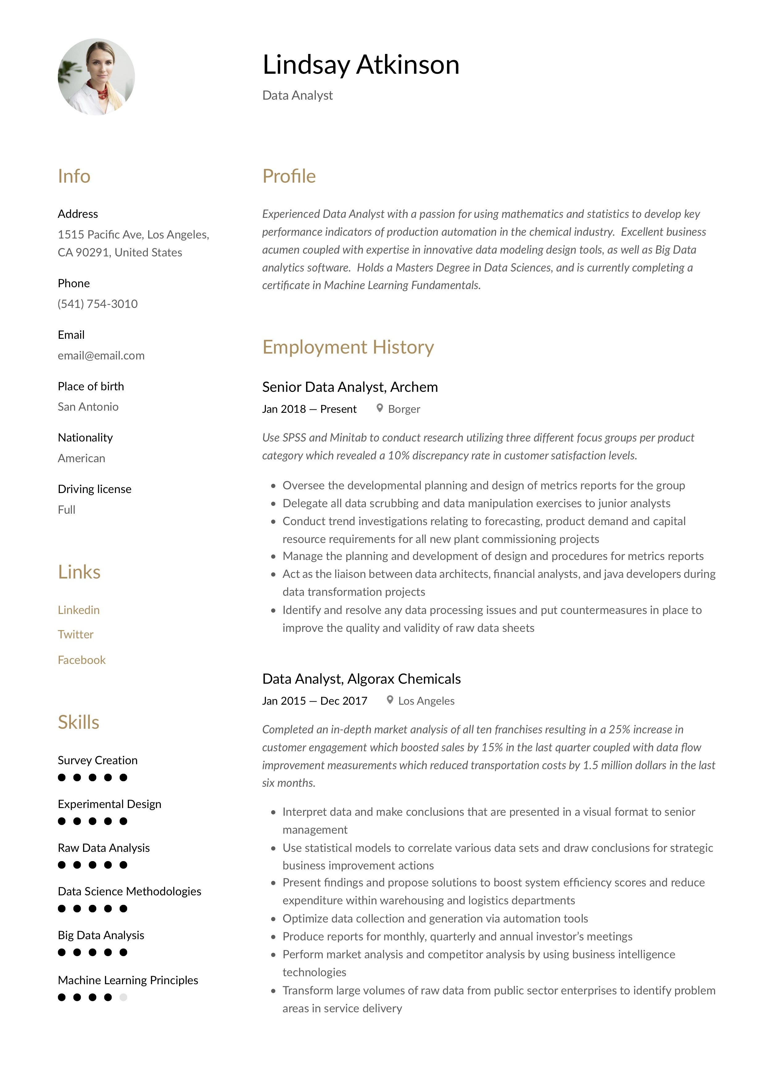 resume format for data analyst on data analyst resume template data analyst resume design creative data science