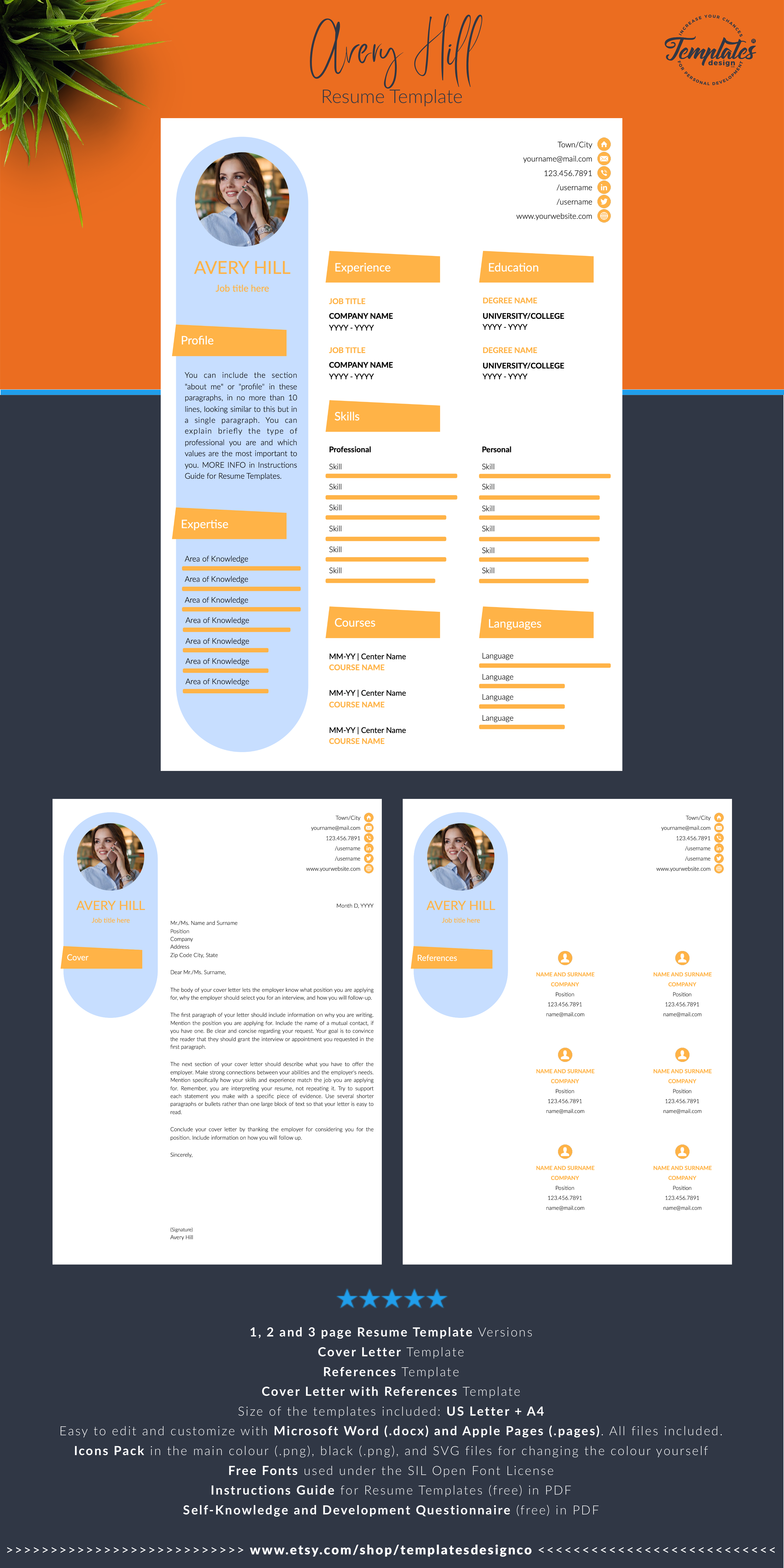 resume references template on creative resume template for word instant download cv etsy resume template resume template word cover letter template