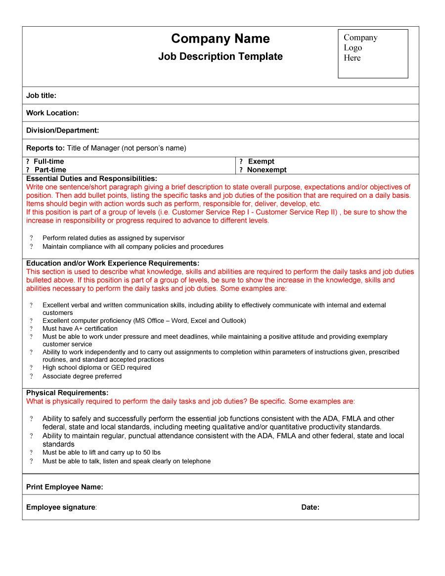 job description templates on 49 free job description templates examples free template pertaining to job descriptions template wor job description template job description word template