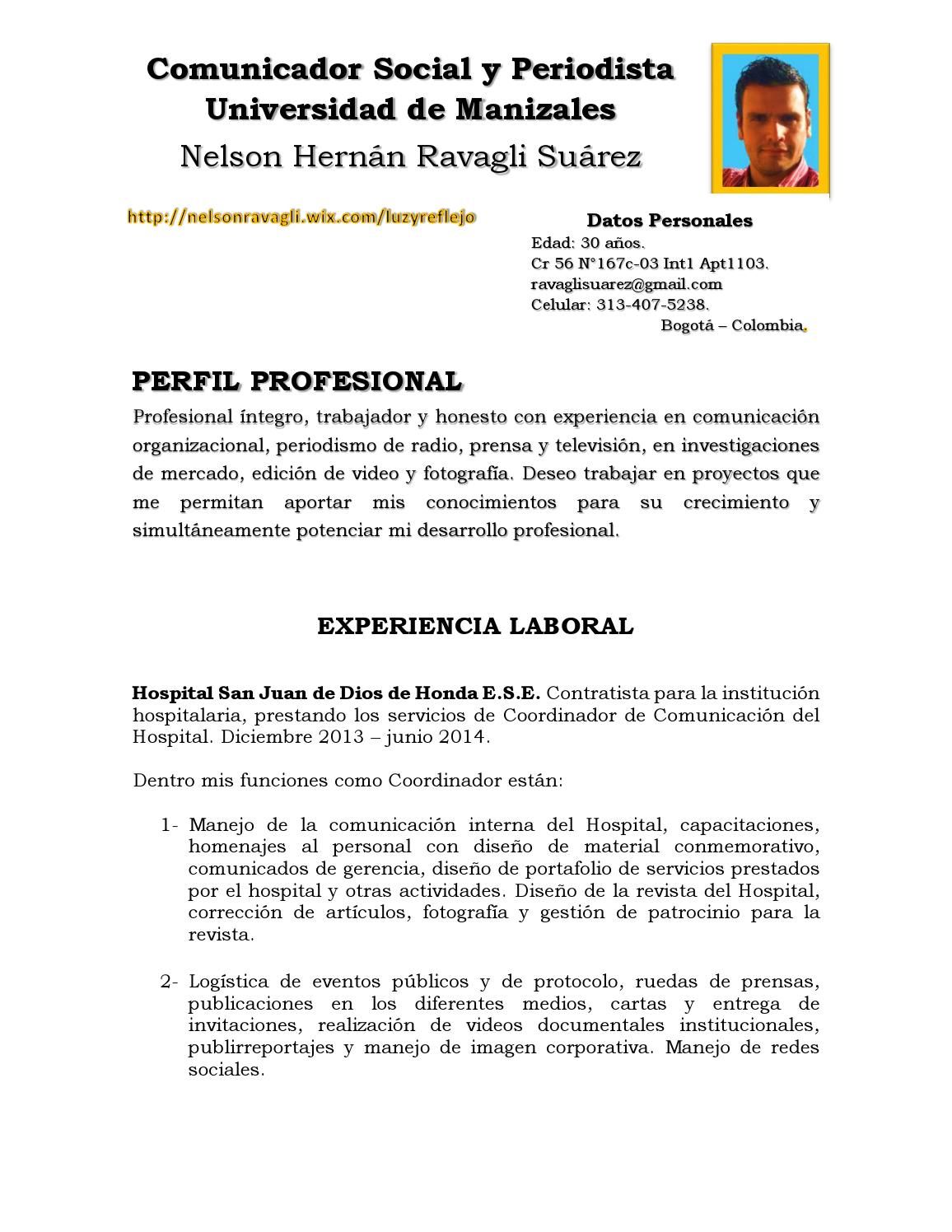 ejemplos de resumen en espanol on hv comunicador social y periodista comunicador social trabajo social ejemplos de curriculum vitae