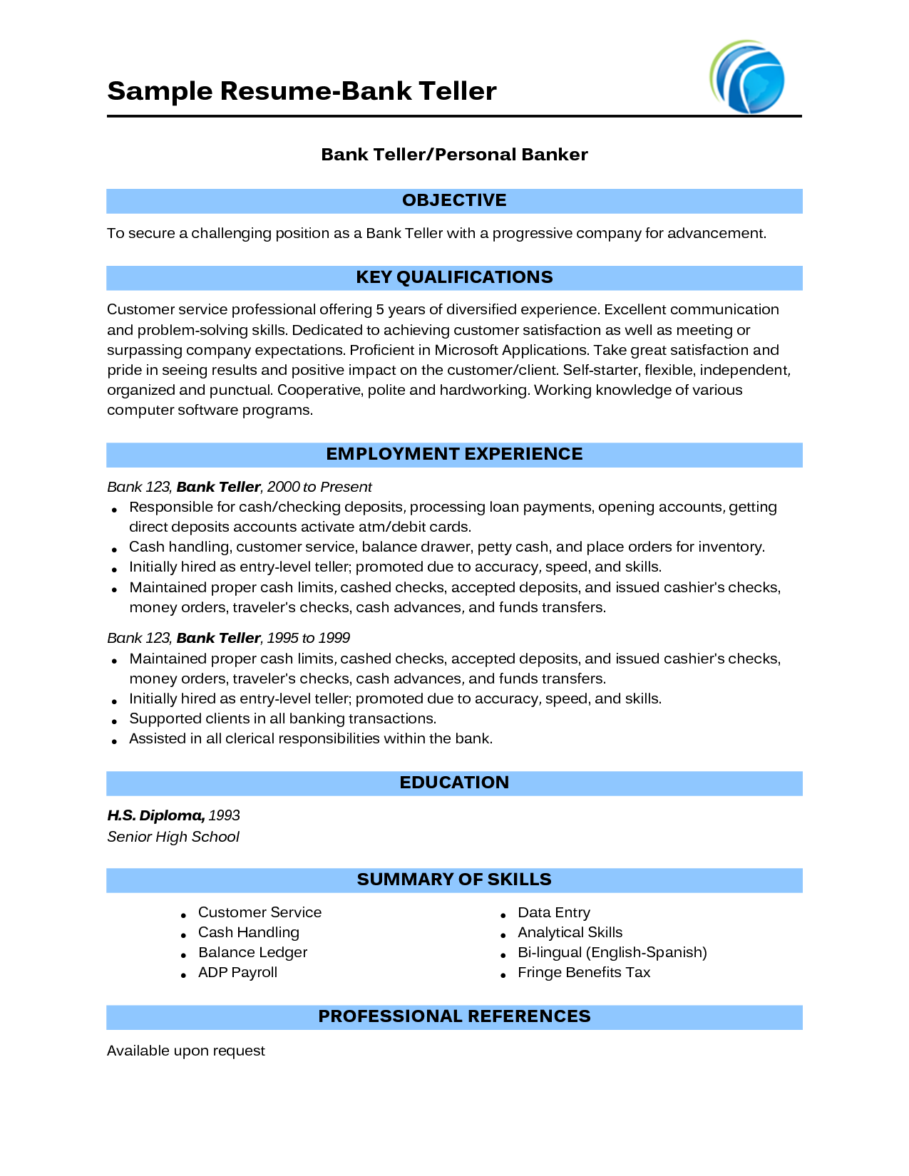 bank teller duties and skills on sample bank teller resume no experiences bank teller resume resume no experience sample resume