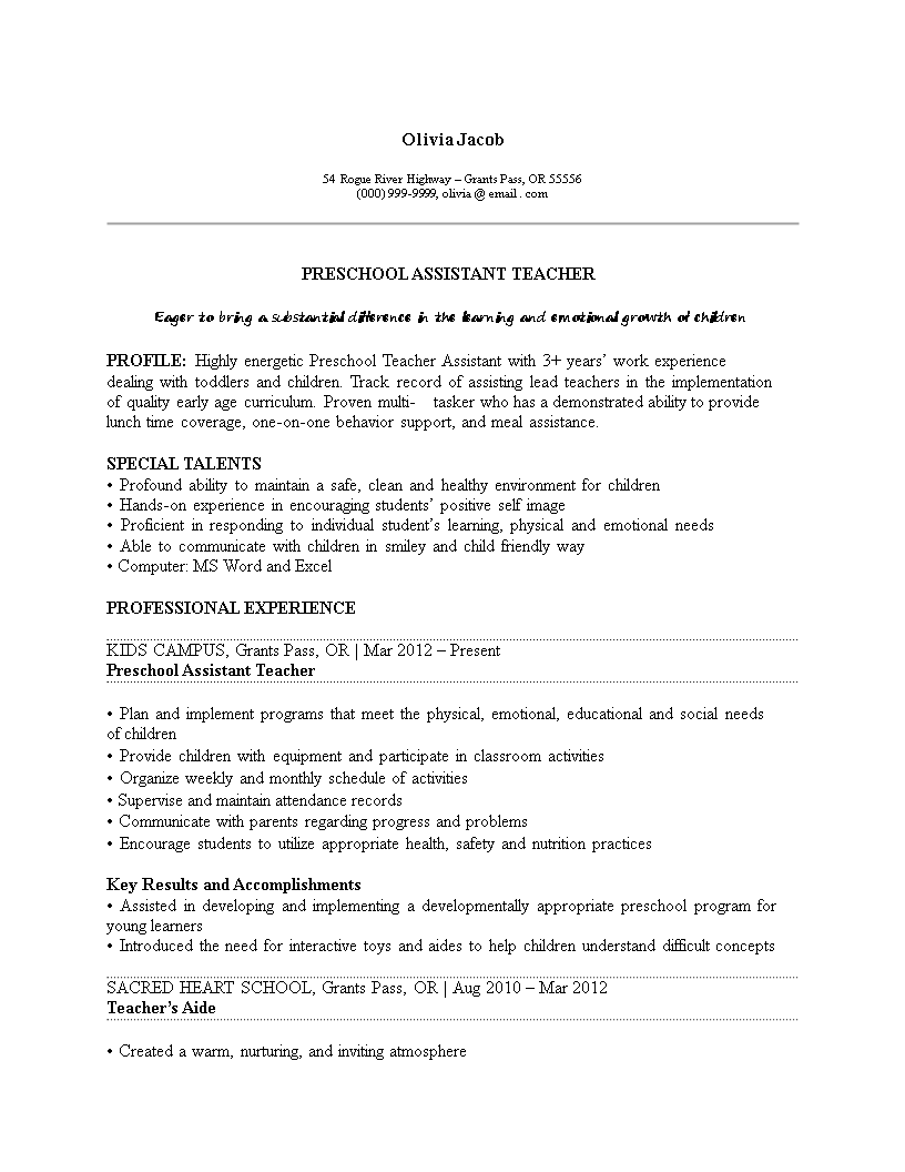 preschool teacher assistant resume on preschool teacher assistant resume how to create a preschool teacher assistant resume download thi preschool teacher resume jobs for teachers teacher resume