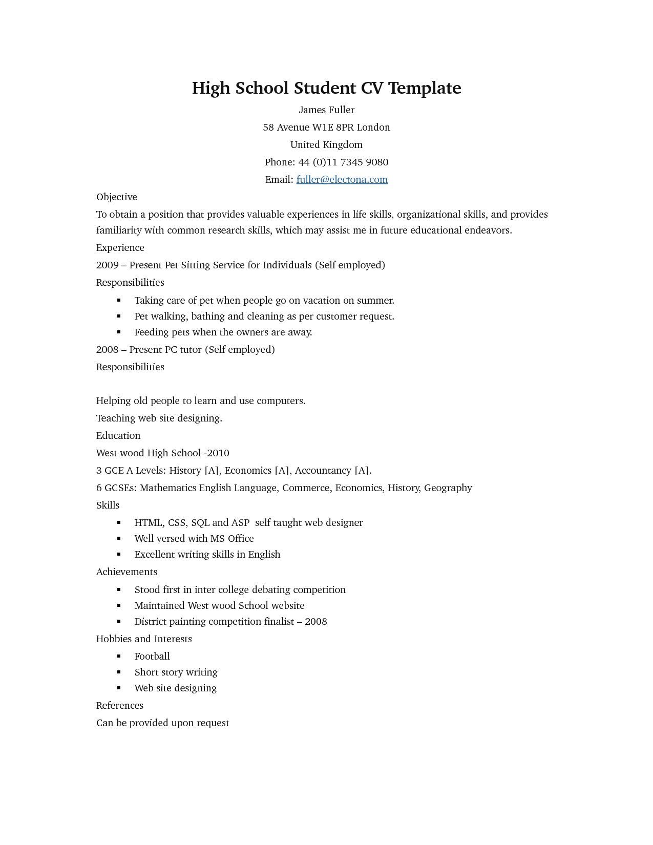 resume template for student on free resume templates for high school students freeresumetemplates resume school students templates student resume high school resume basic resume