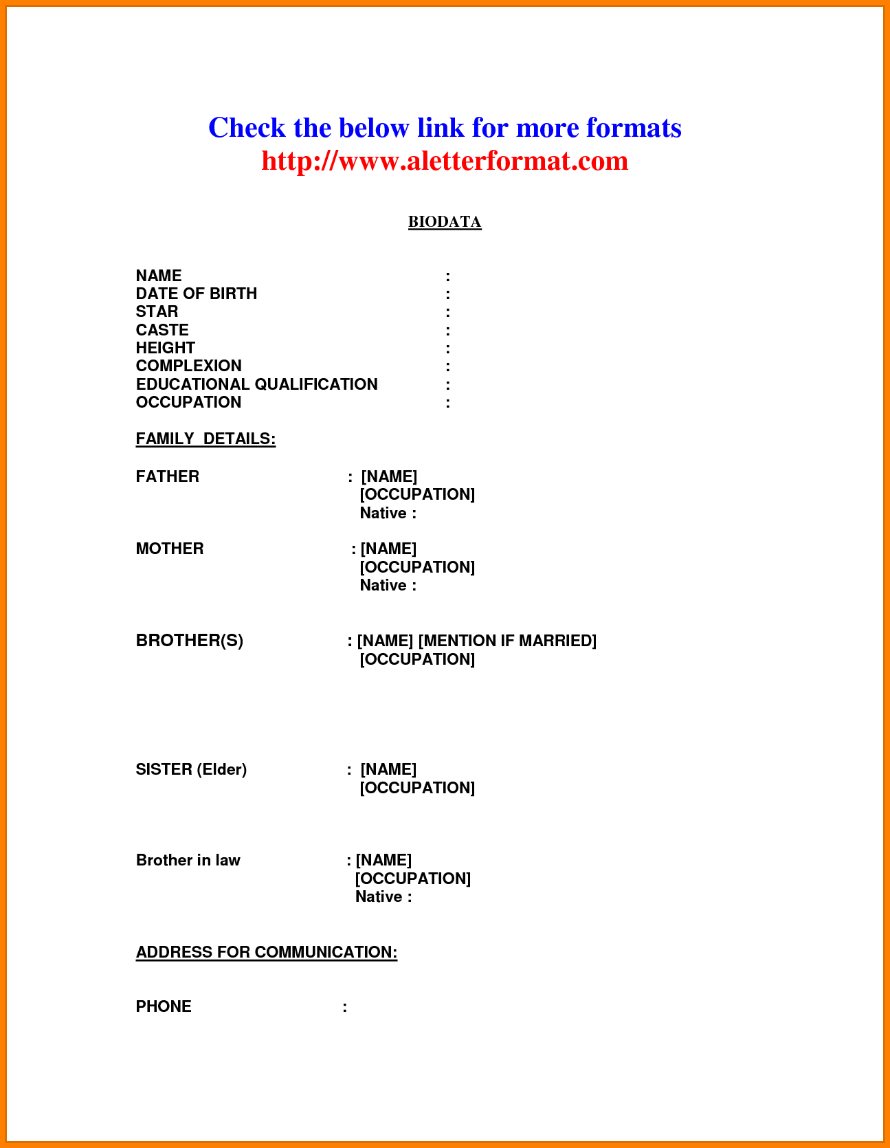 resume format in word on image result for marriage biodata format download word format bio data for marriage biodata format download bio data