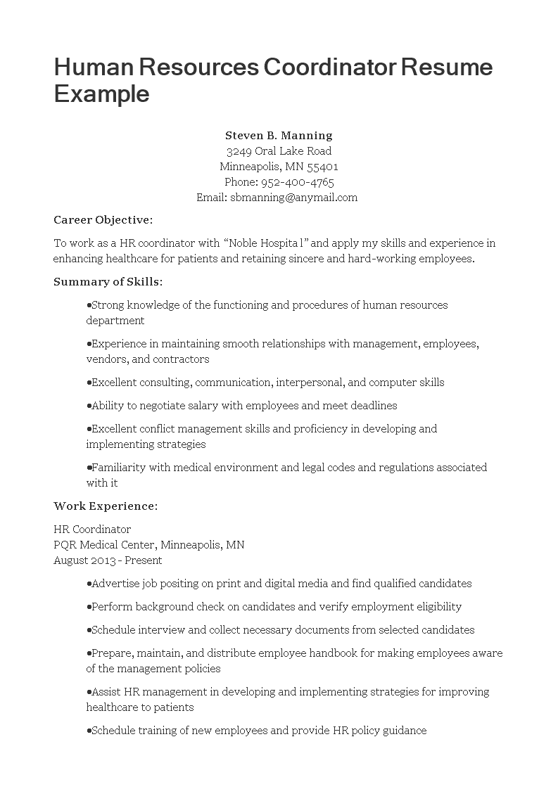 hr coordinator resume on hr coordinator resume how to create a hr coordinator resume download this hr coordinator resume template now resume download resume job interview tips