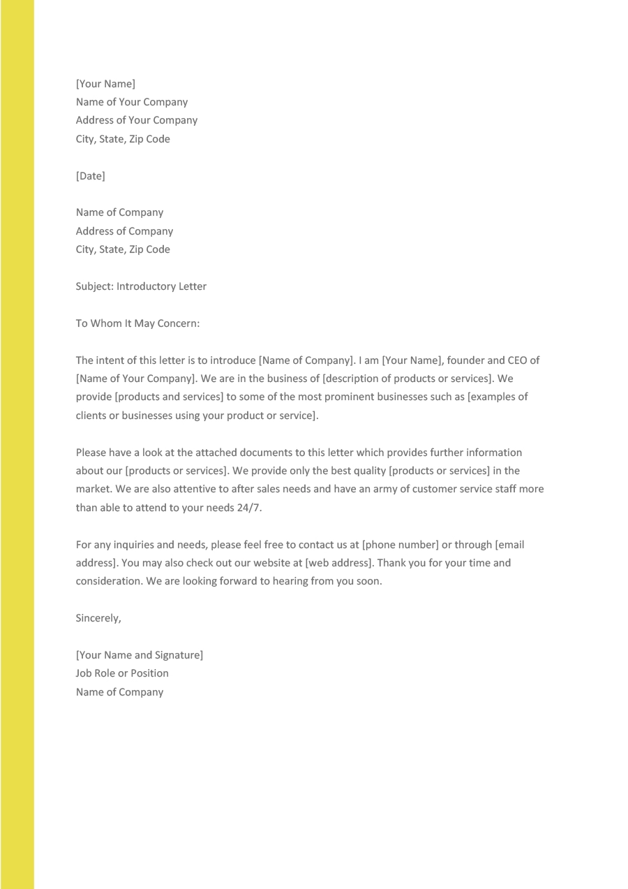 introduction letter for business on 34 free business introduction letters introduction letter introduction letter for job business letter sample