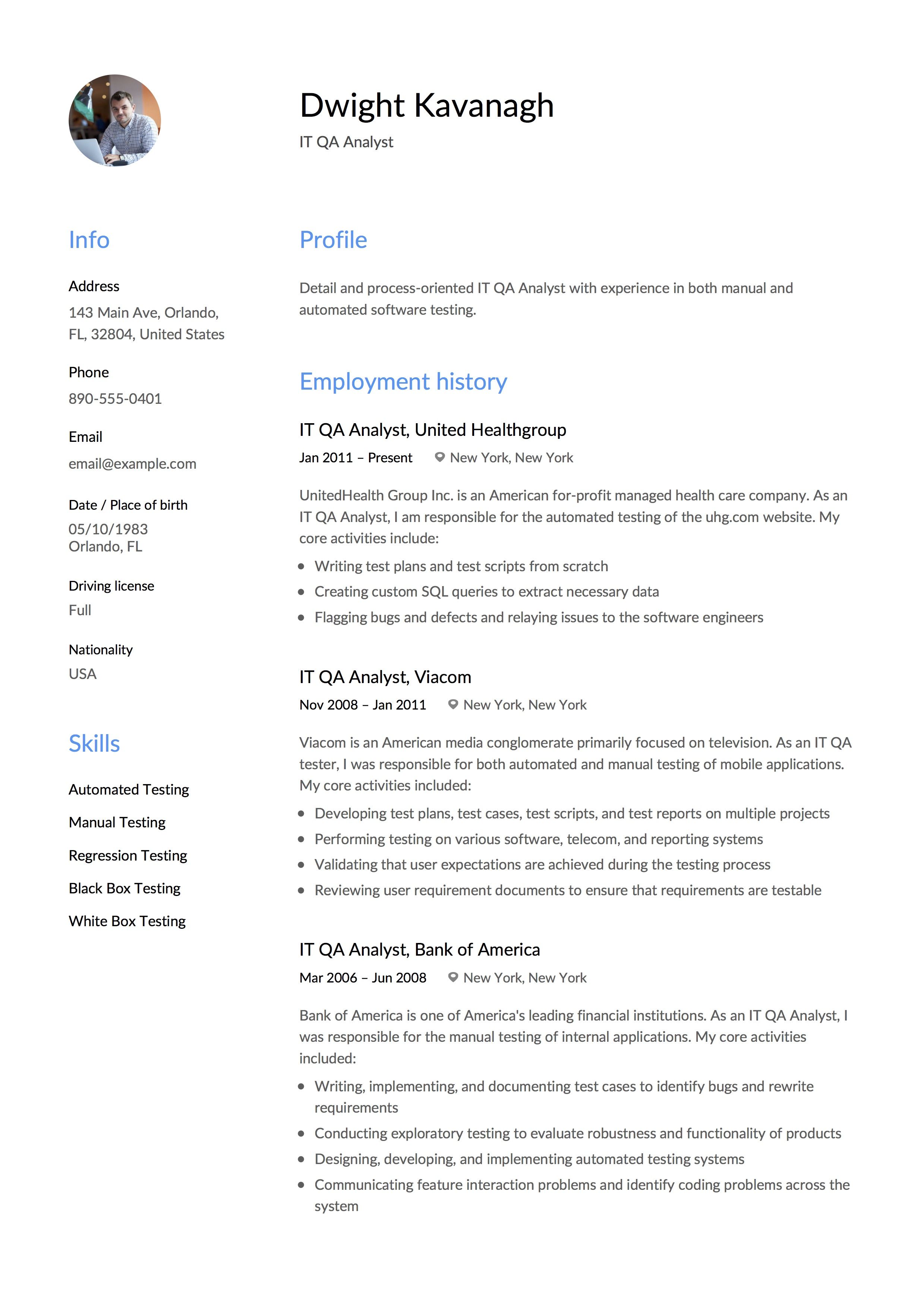 it qa analyst resume example resume examples resume guide resume template software quality analyst resume on it qa analyst resume example resume examples resume guide resume template
