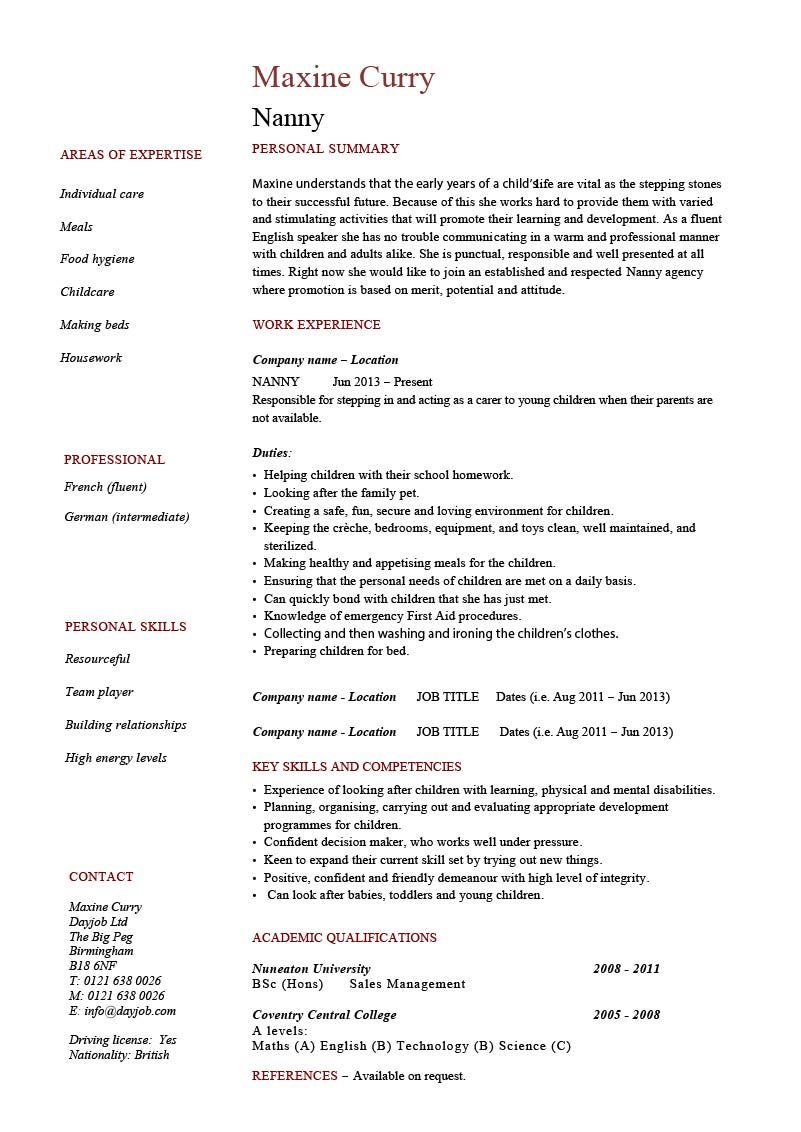 nanny responsibilities on resume on 19 resume ideas resume job resume resume examples