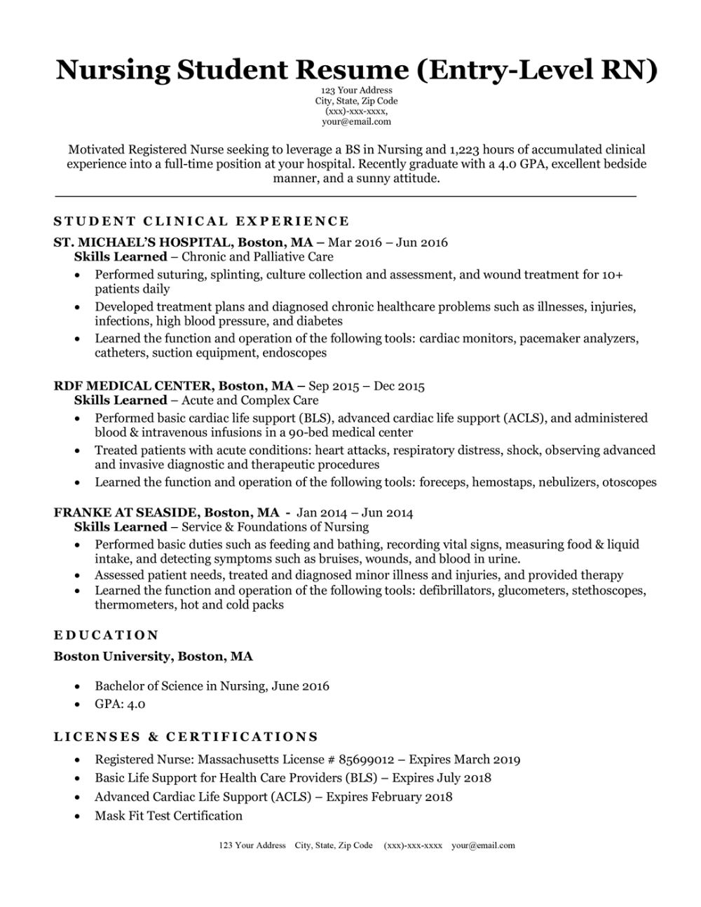 student nurse resume on entry level nursing student resume sample tips resumecompanion nursing resume template student nurse resume nursing resume