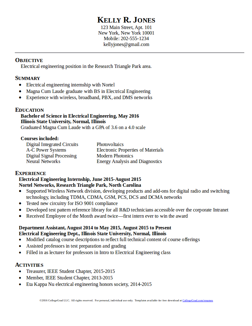 resume format for computer science engineering students for internship on electrical engineer resume template download for free at https collegegrad com resumes quicksta resume downloadable resume template engineering internships