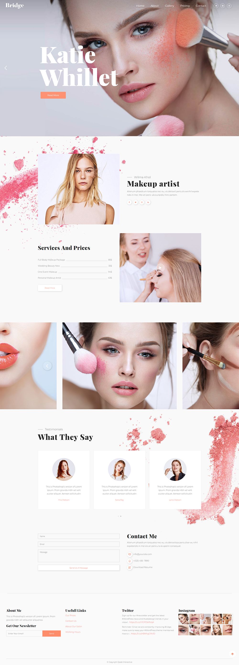 makeup artist website on bridge wordpress theme makeup artist demo dizajn sajta veb dizajn adaptivnyj veb dizajn
