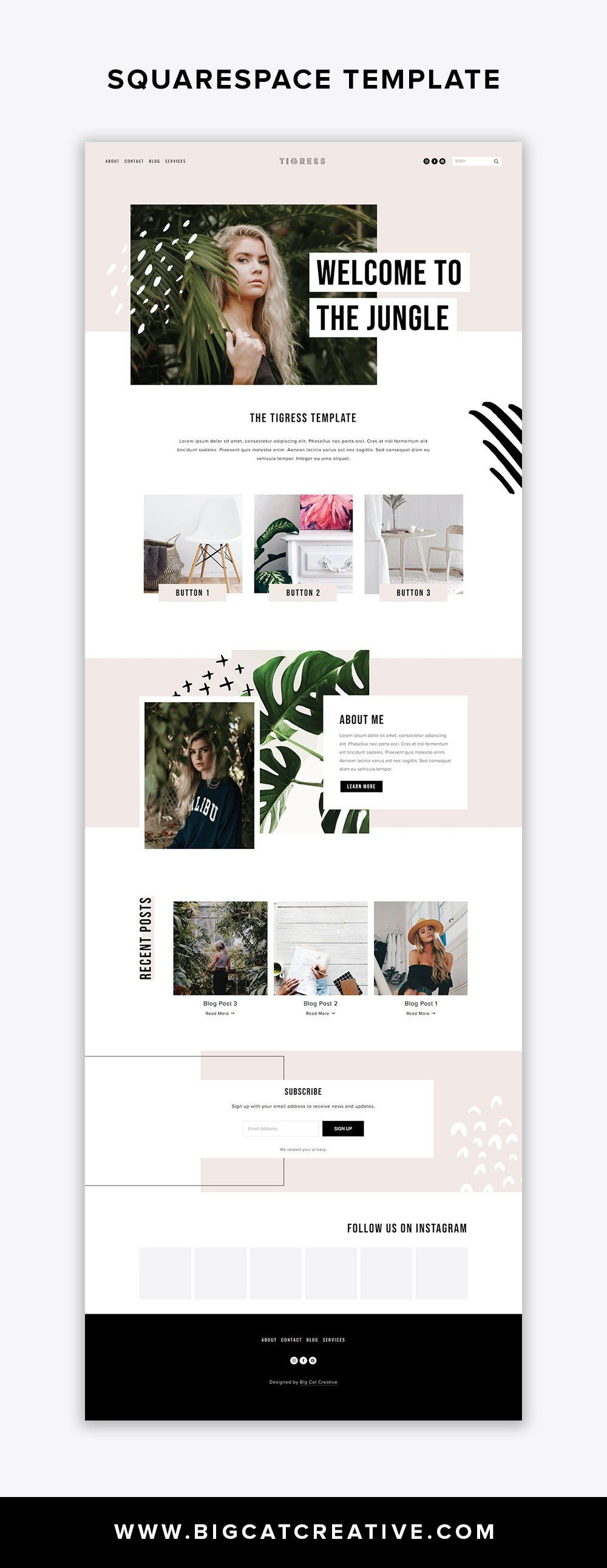 website for small business owners on tigress is edgy modern and feminine this template is perfect for small businesses photographers squarespace templates creative website design website layout