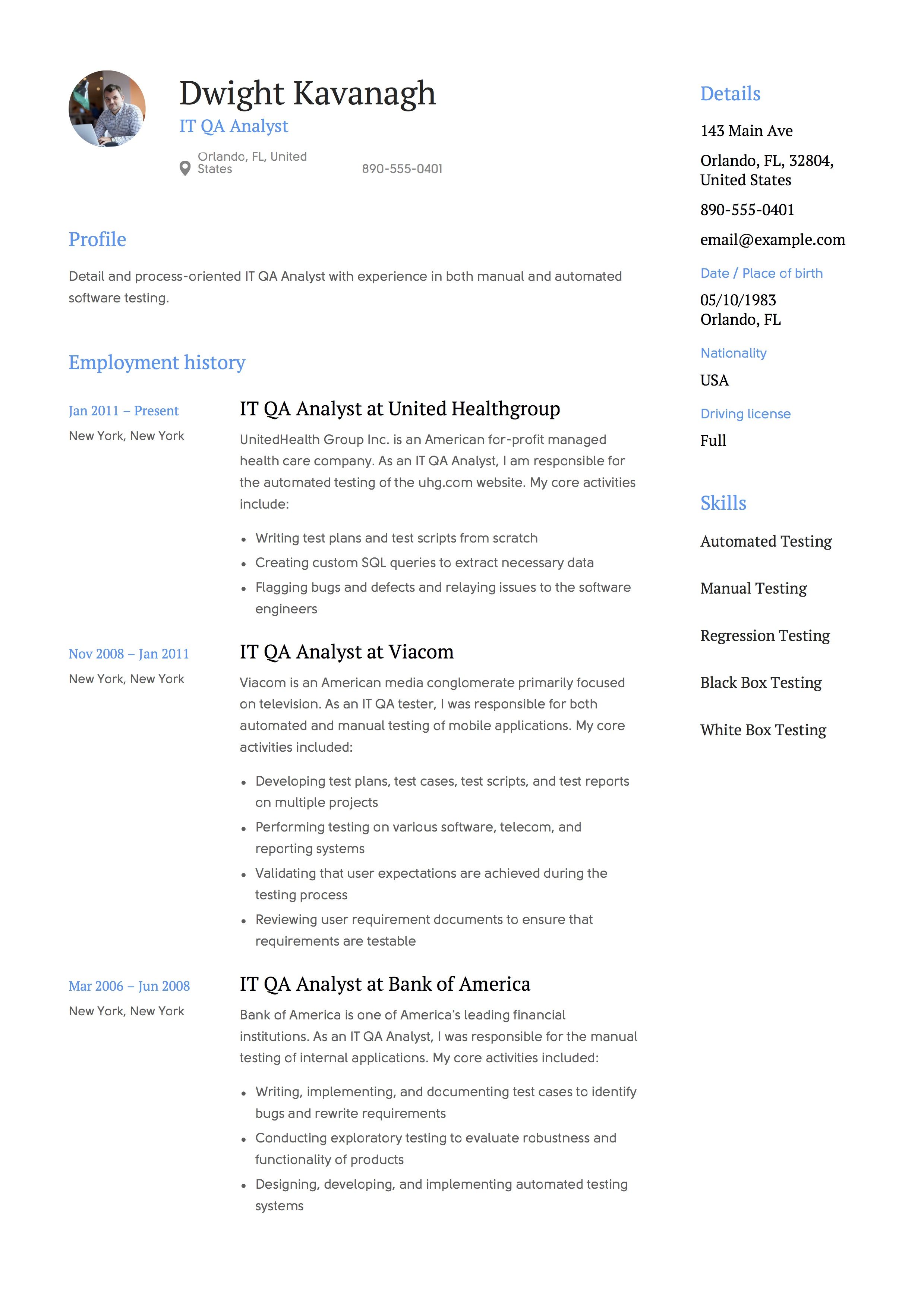 qa analyst resume on it qa analyst resume example resume guide resume examples good resume examples