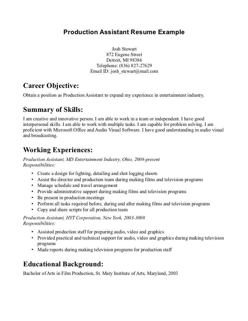 production assistant skills on resume examples byu resume examples good resume examples resume examples manager resume